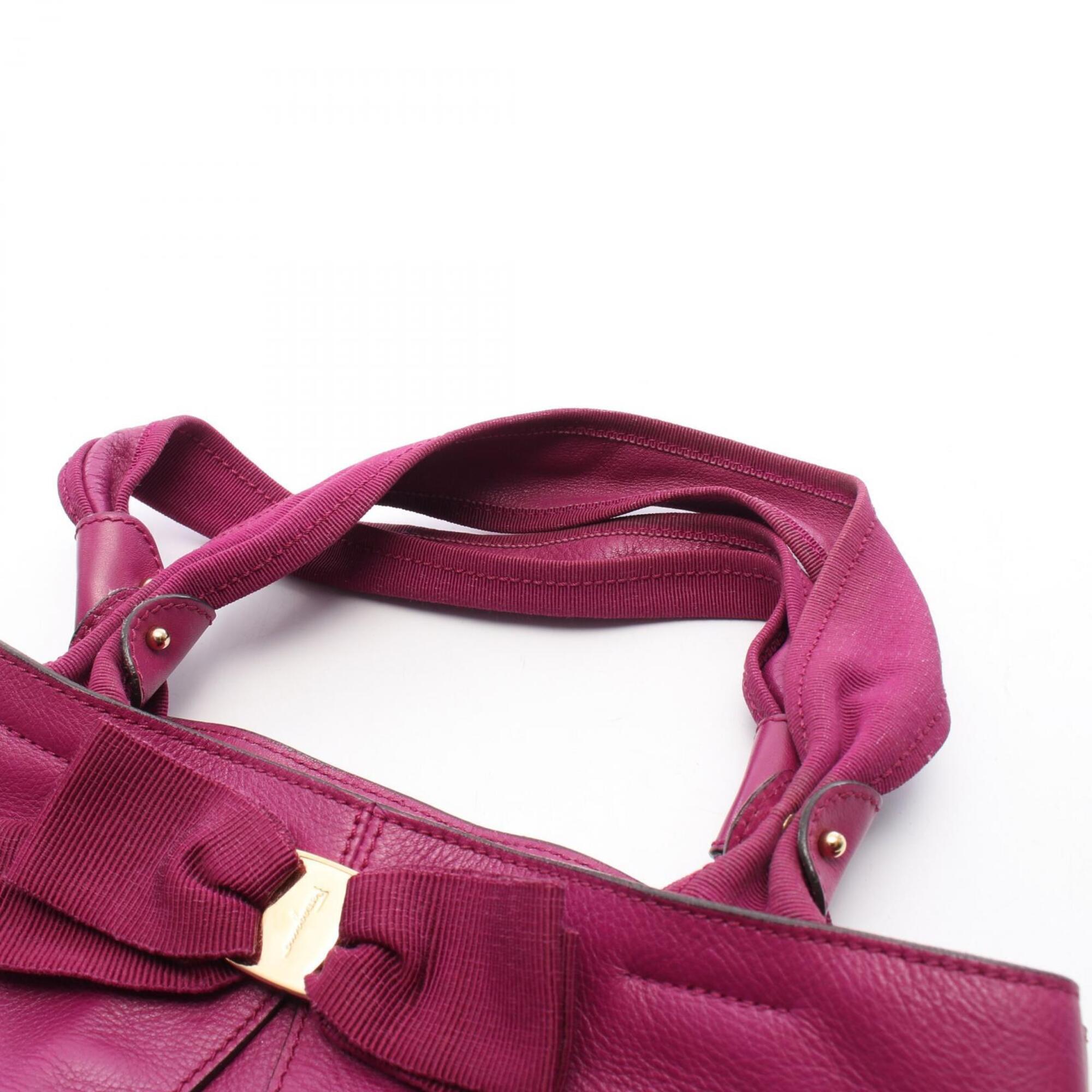 Salvatore Ferragamo Purple Leather Tote Bag (Pre-Owned)