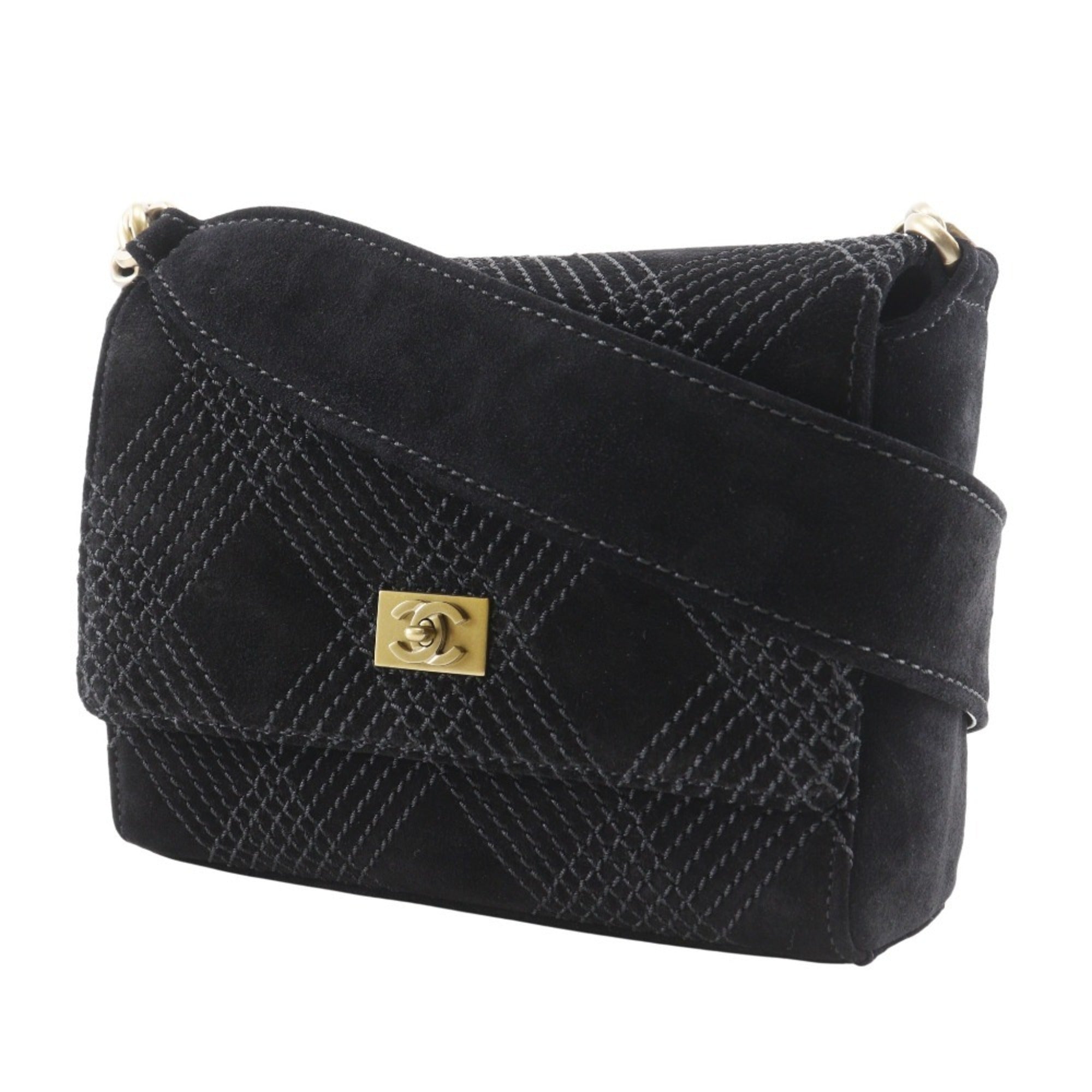 Chanel Black Suede Shoulder Bag (Pre-Owned)
