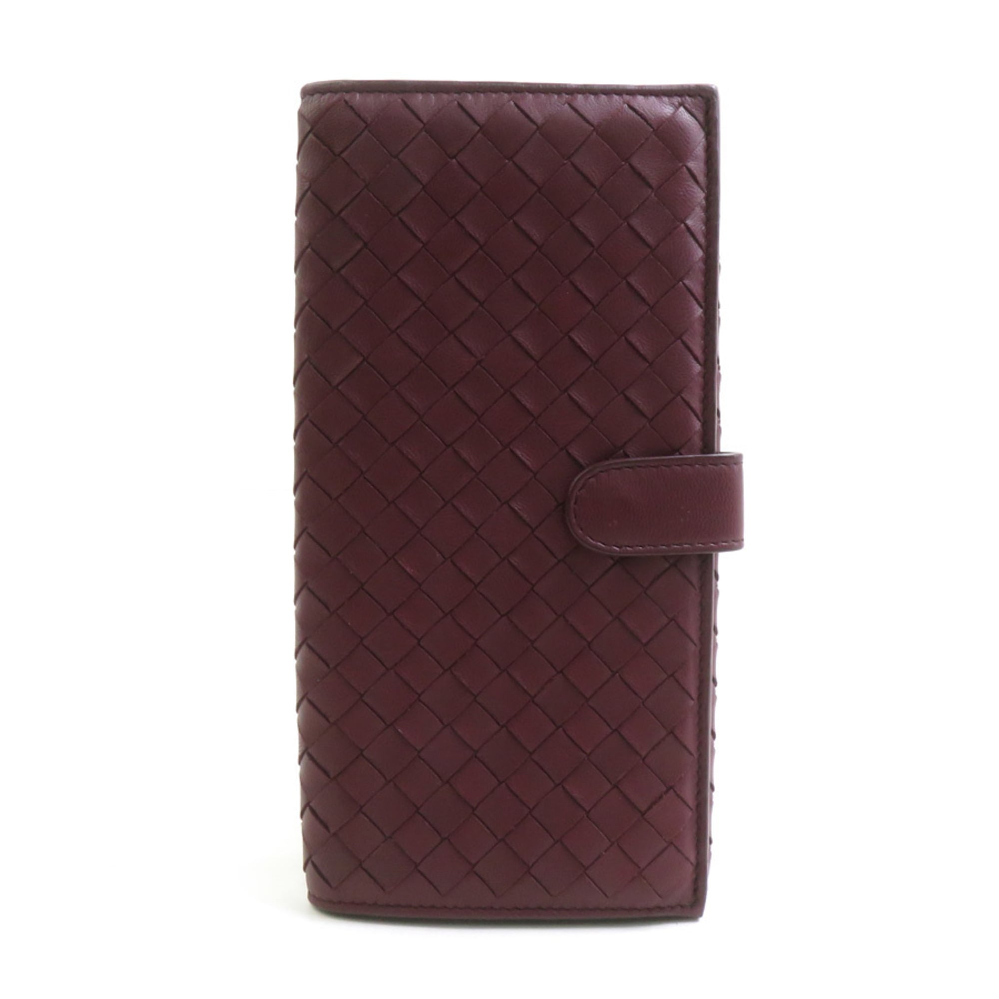 Bottega Veneta Bordeaux Leather Long Wallet (Bi-Fold) (Pre-Owned)