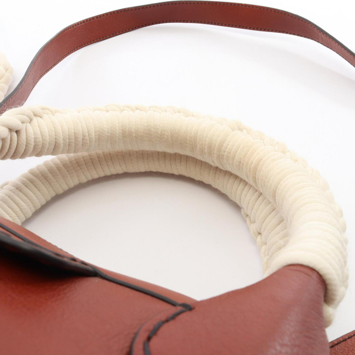 Chloé Brown White Leather Cotton Handbag (Pre-Owned)