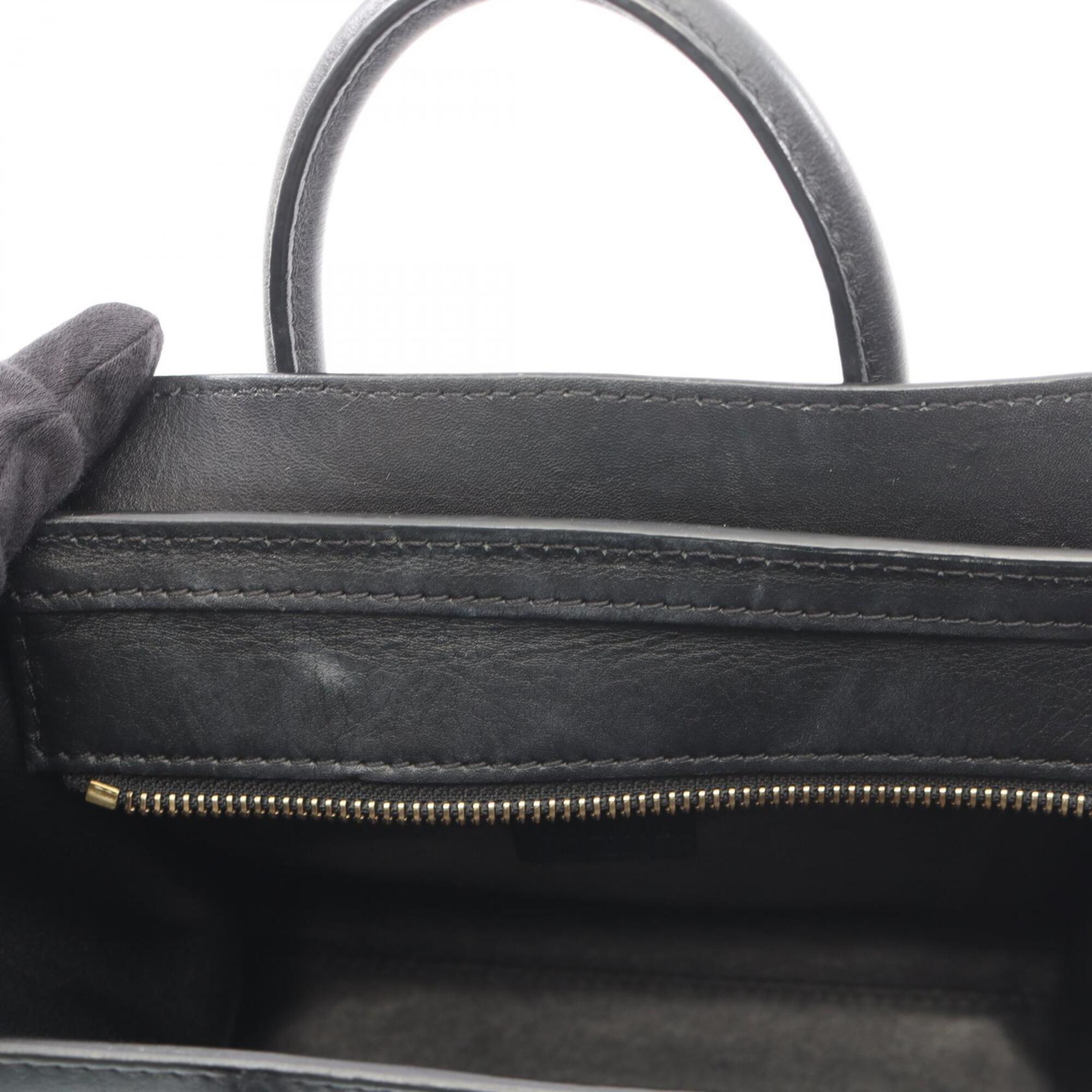 Celine Black Khaki White Leather Handbag (Pre-Owned)
