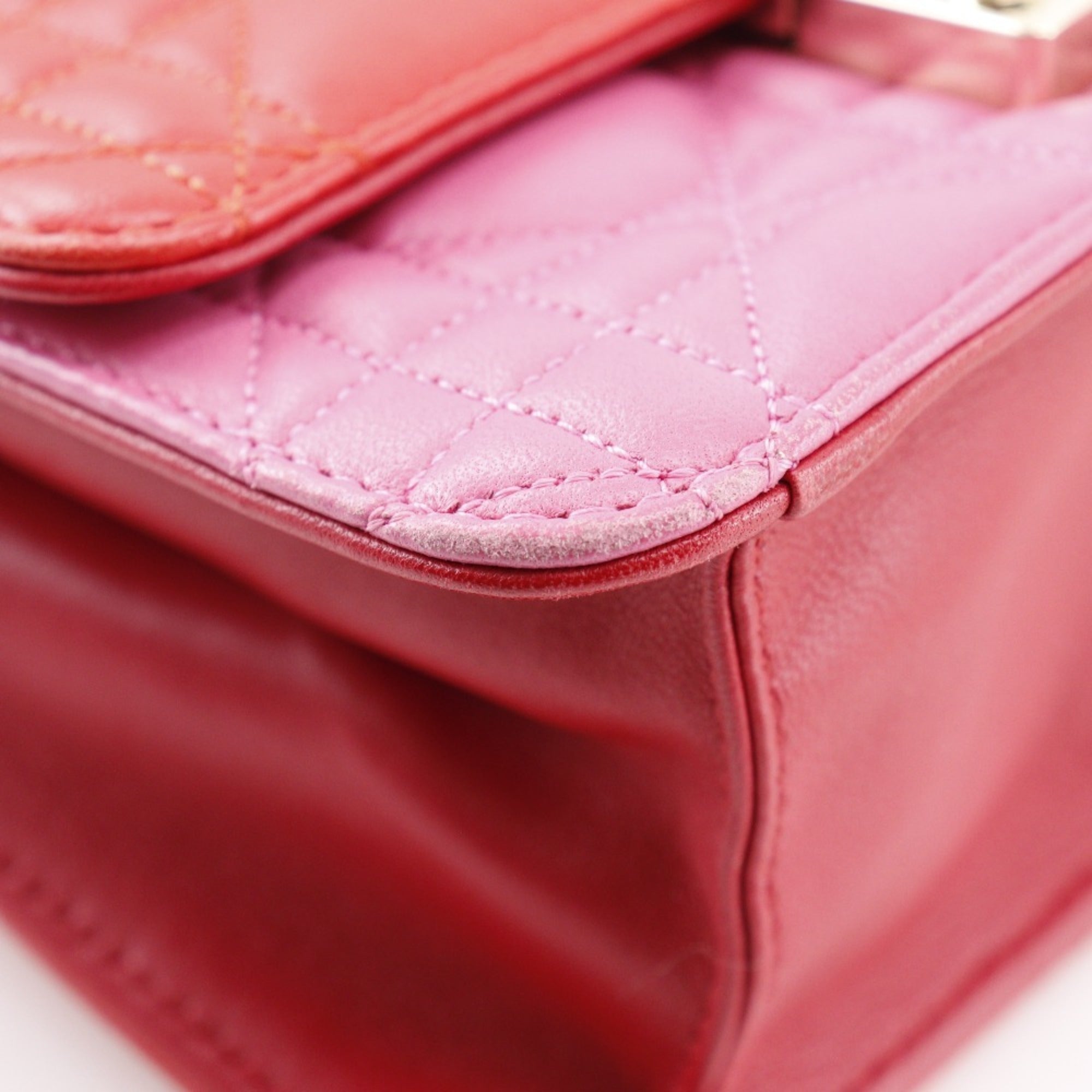 Christian Dior Pink Red Color Leather Shoulder Bag (Pre-Owned)
