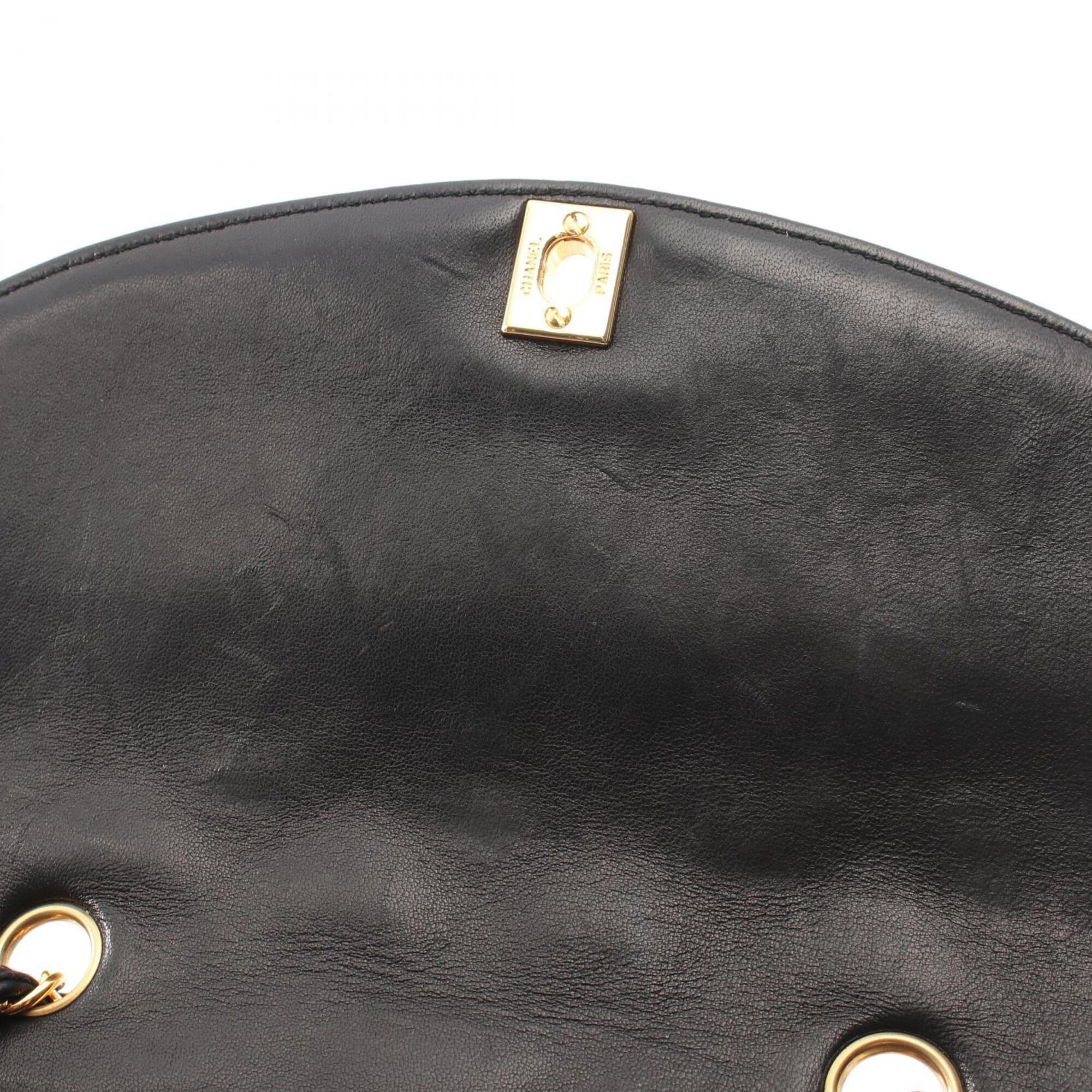 Chanel Black Leather Handbag Shoulder Bag (Pre-Owned)