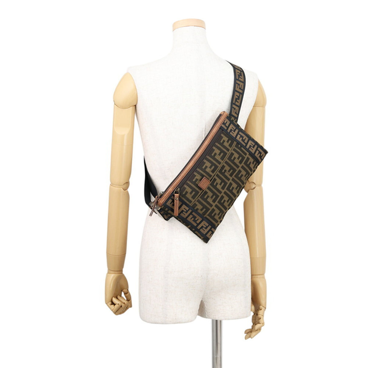 Fendi Brown Canvas Handbag Sling Bag (Pre-Owned)