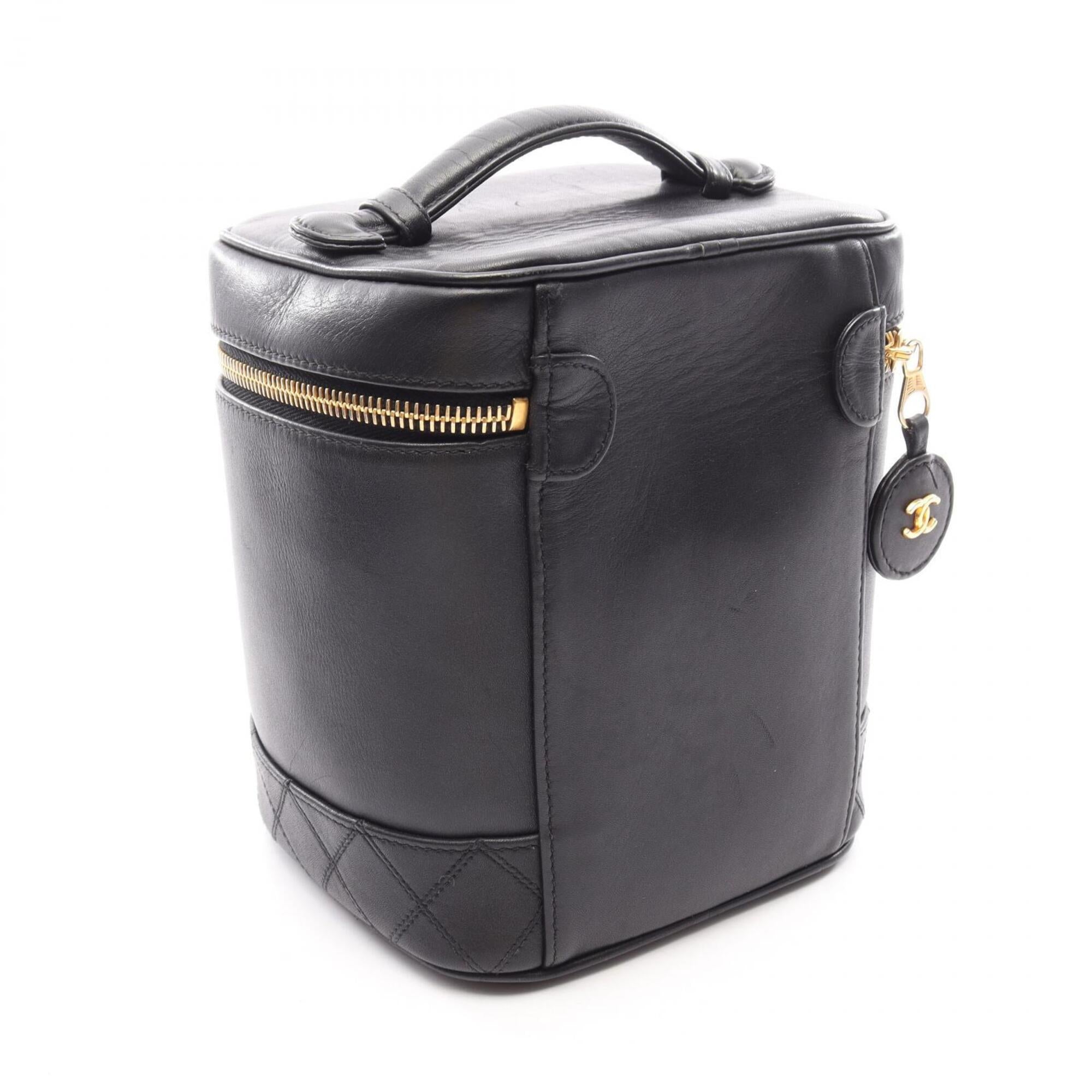 Chanel Black Leather Handbag Vanity Bag (Pre-Owned)