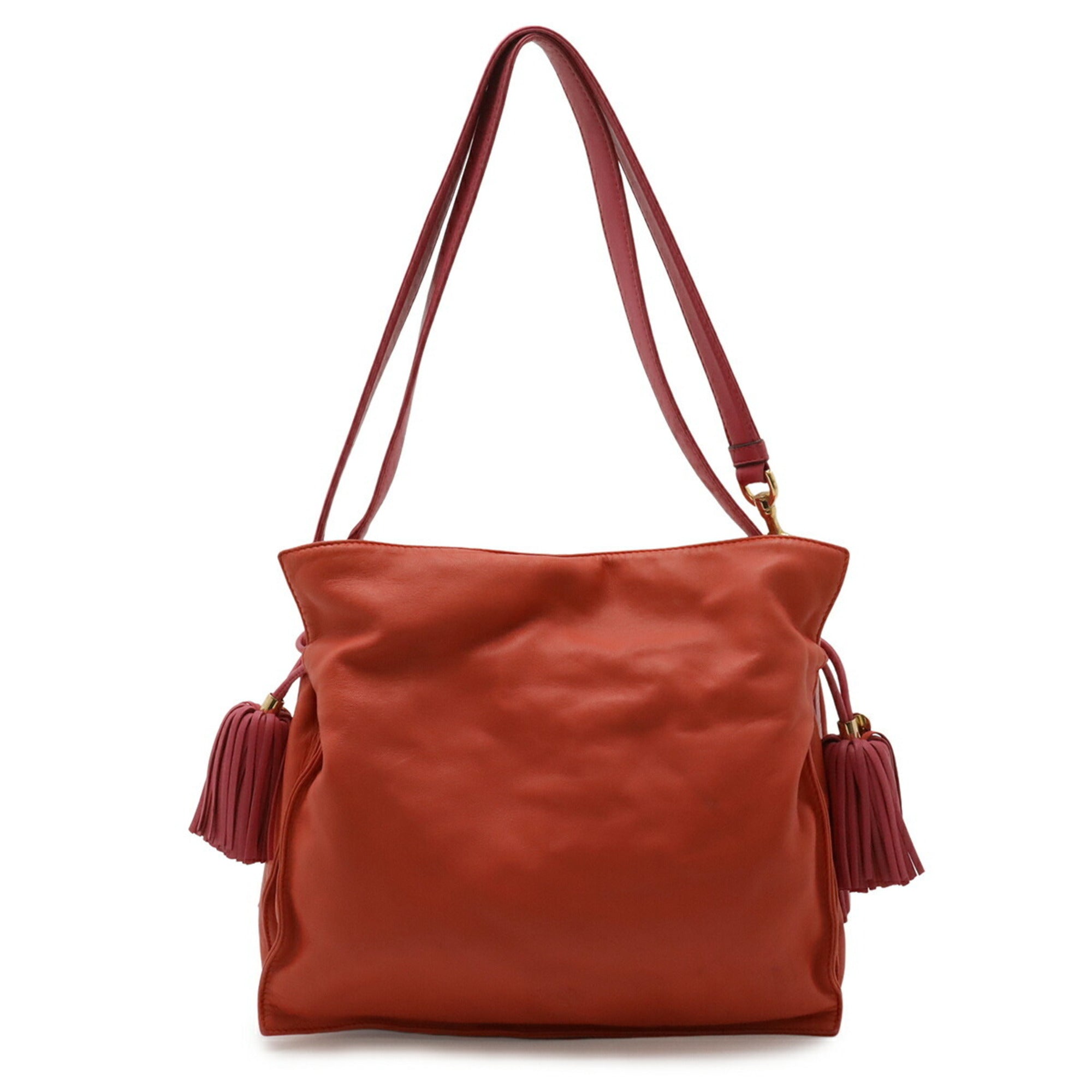 Loewe Flamenco Pink Red Color Wine Nappa Leather Leather Shoulder Bag (Pre-Owned)