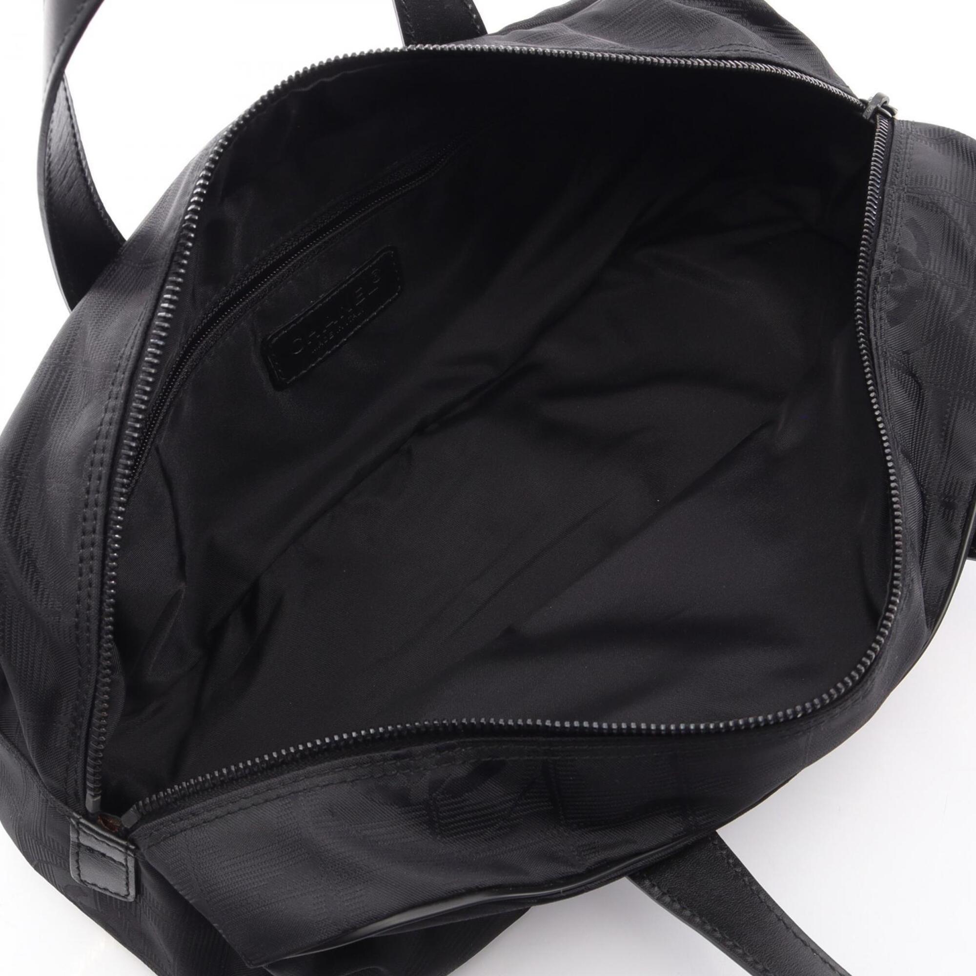 Chanel Black Leather Nylon Canvas Handbag (Pre-Owned)