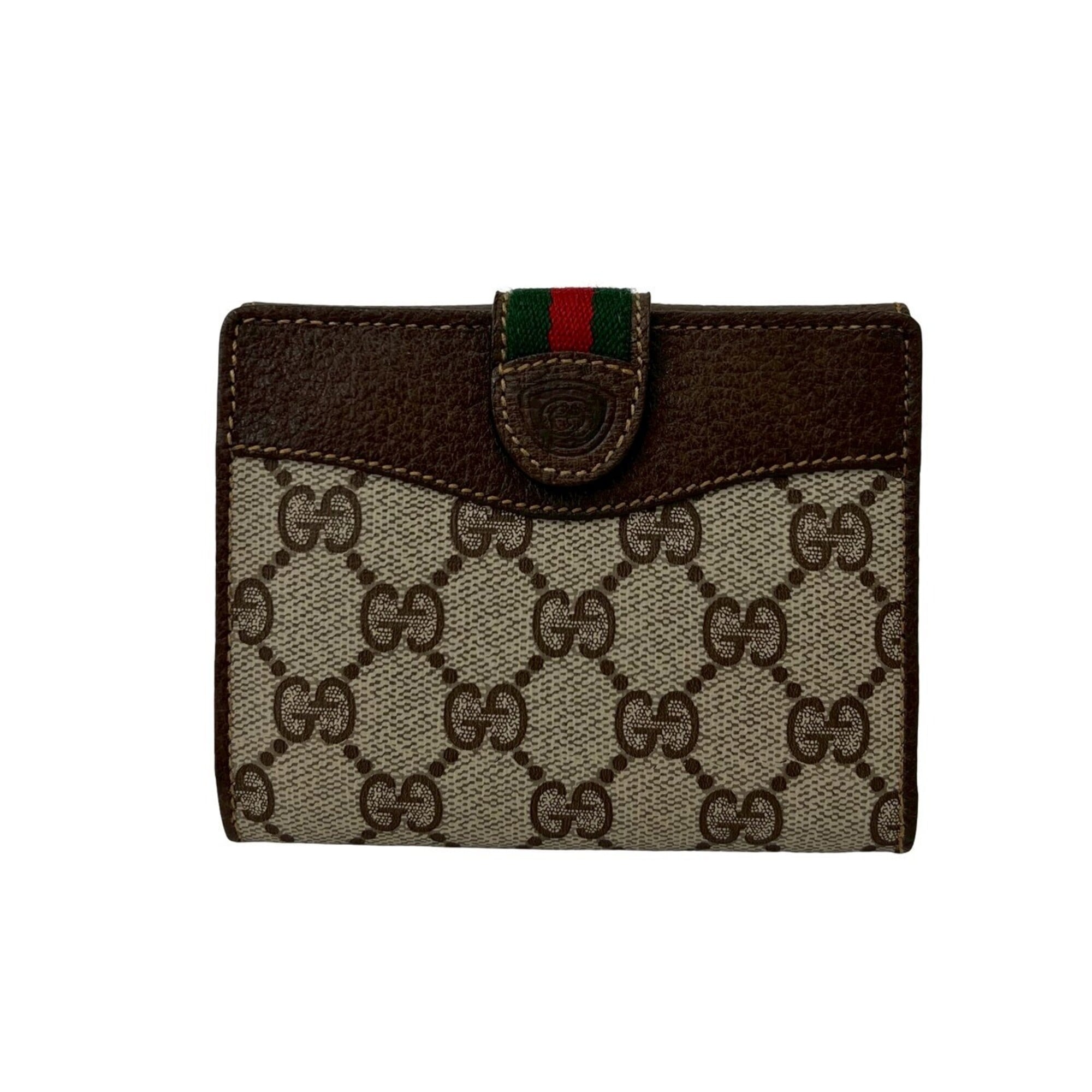 Gucci Brown Green Red Color Leather Pvc Wallet (Bi-Fold) (Pre-Owned)