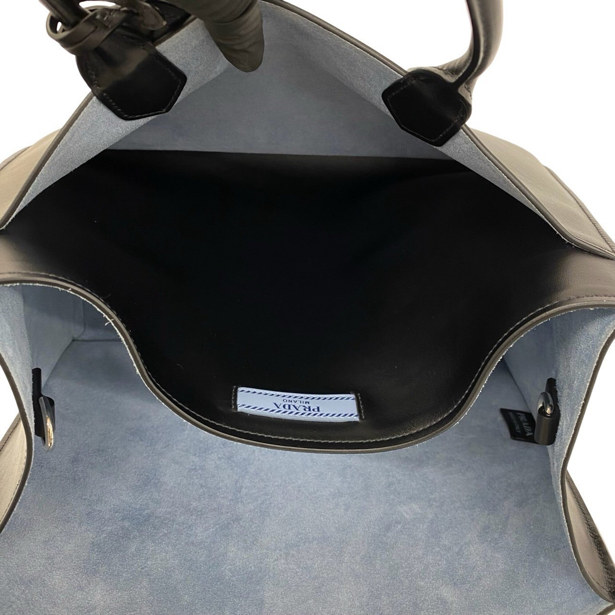 Prada Black Leather Handbag Pouch Shoulder Bag Tote Bag (Pre-Owned)