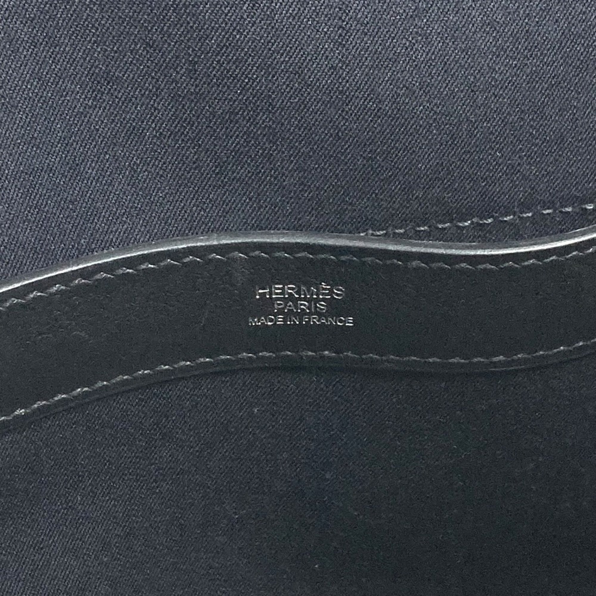 Hermes Black Canvas Leather Briefcase Handbag Tote Bag (Pre-Owned)