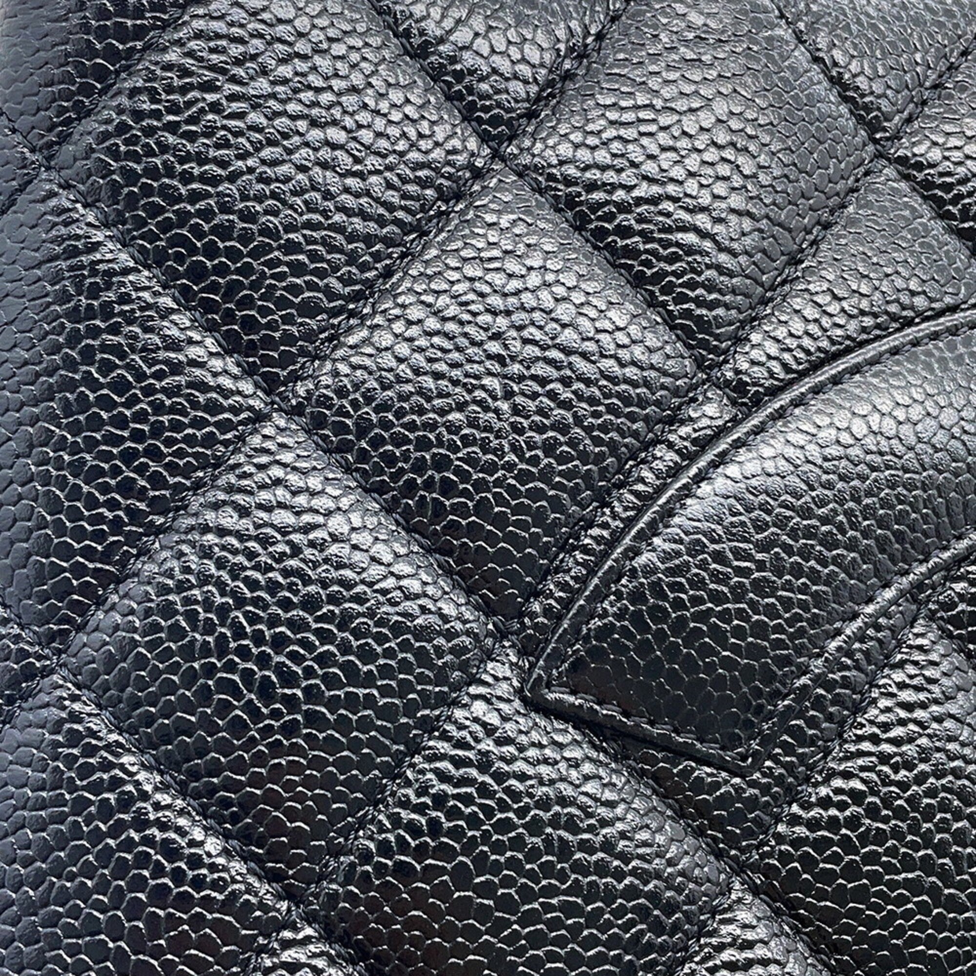 Chanel Matelasse Black Leather Handbag Tote Bag (Pre-Owned)