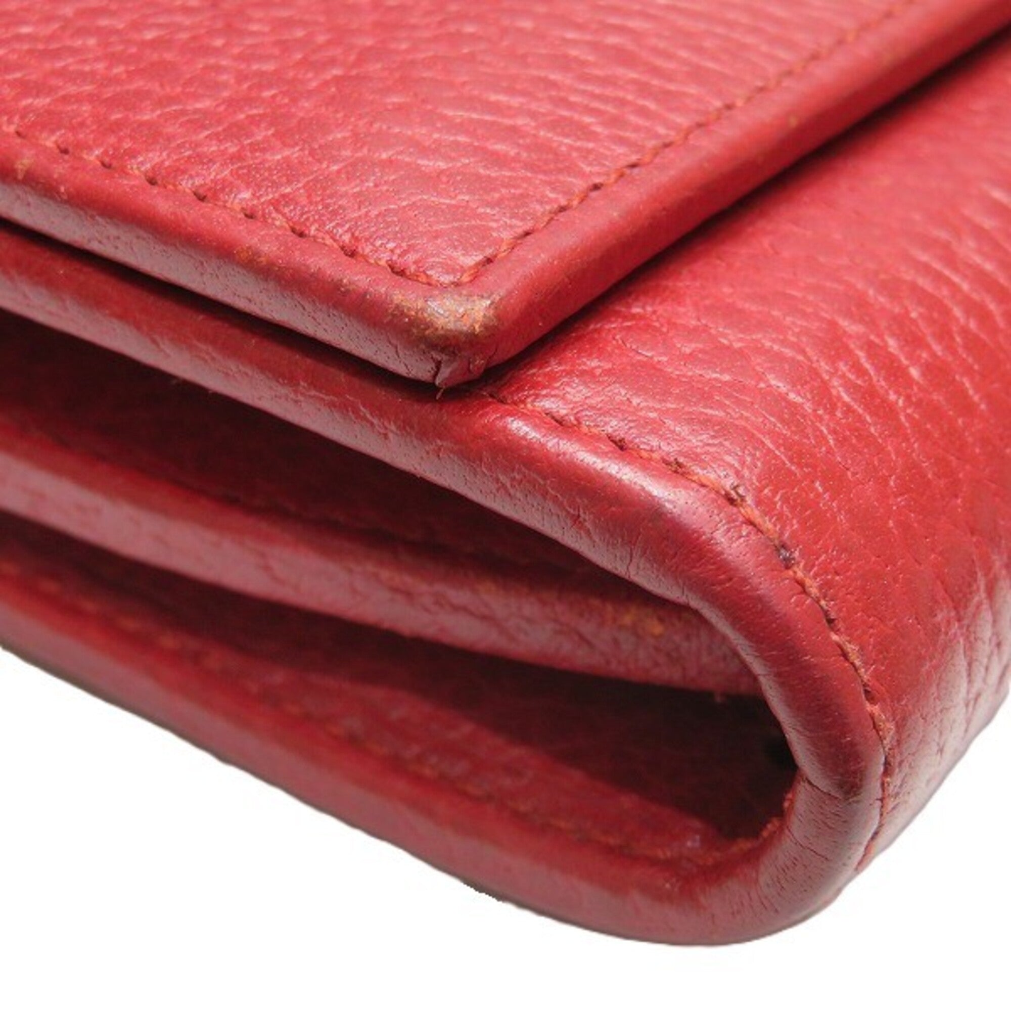 Gucci Red Color Leather Wallet (Bi-Fold) (Pre-Owned)