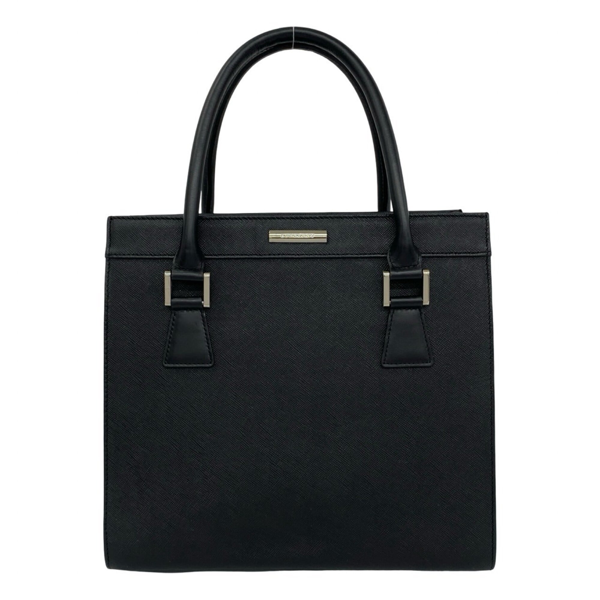 Burberry Black Leather Handbag Tote Bag (Pre-Owned)