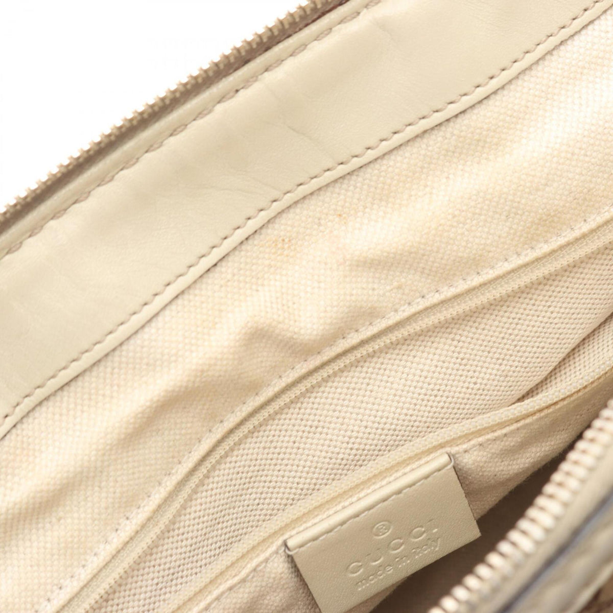 Gucci Beige Ivory Gg Canvas Leather Handbag (Pre-Owned)