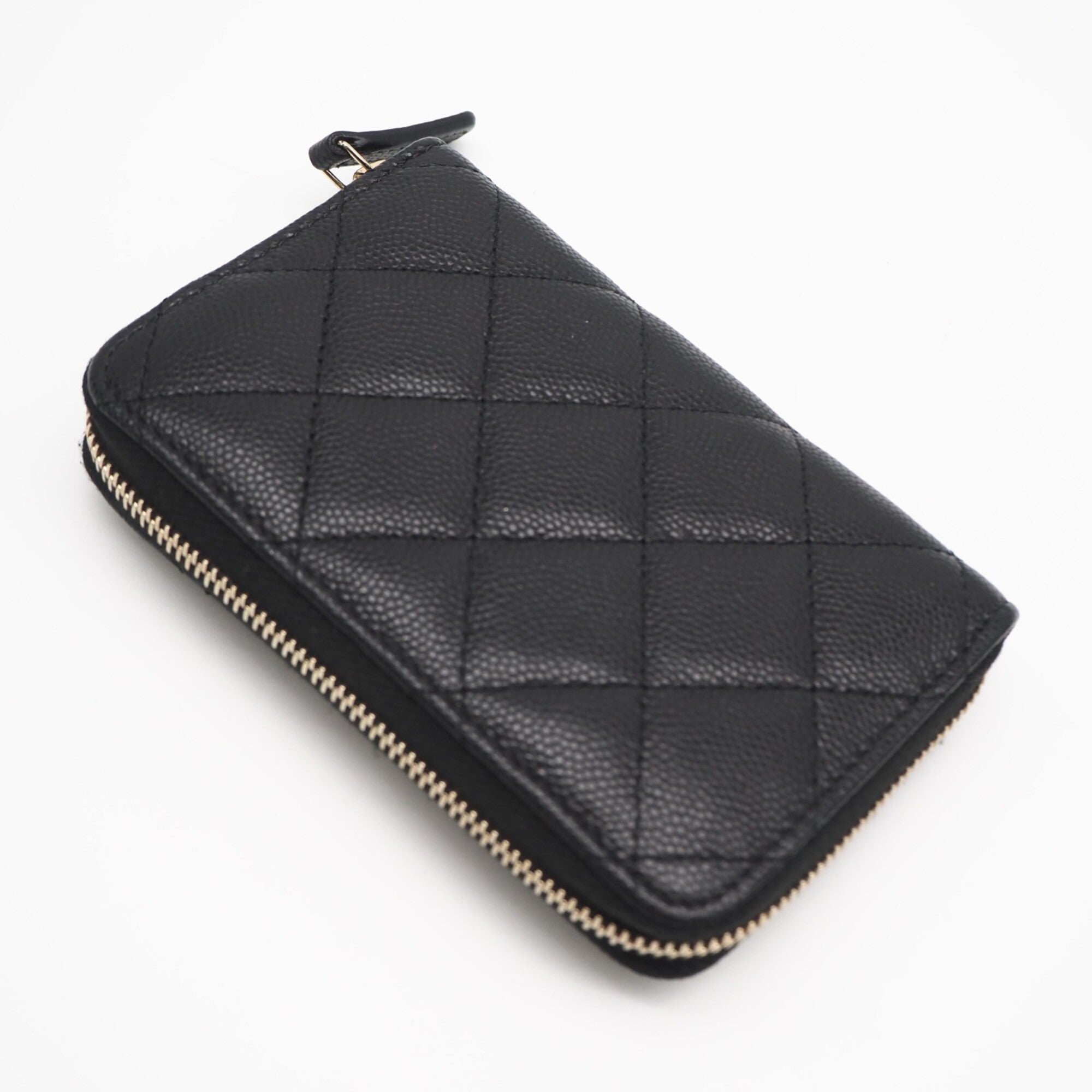 Chanel Matelasse Black Grained Calfskin Coin Purse/Coin Case (Pre-Owned)