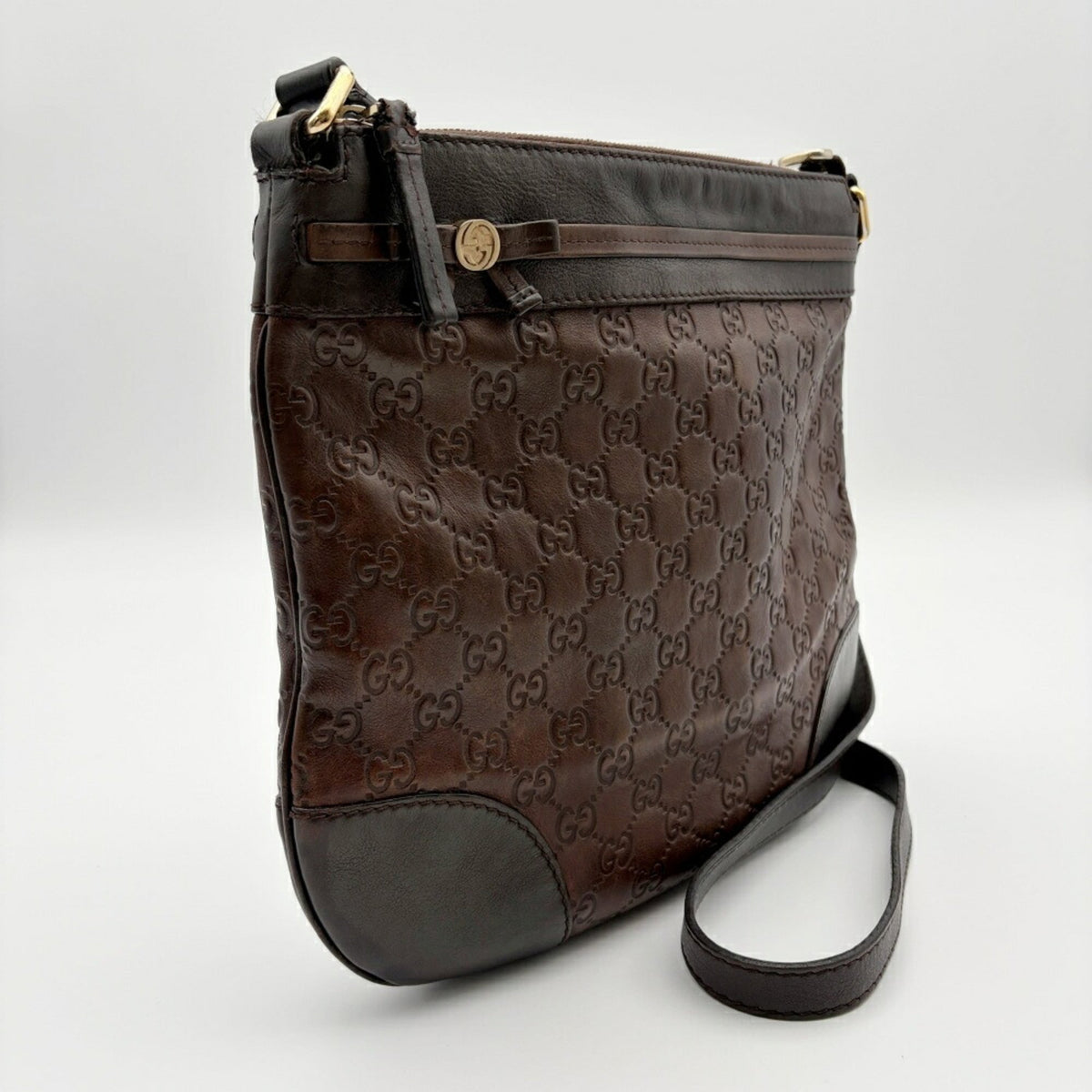 Gucci Dark Brown Leather Shoulder Bag (Pre-Owned)