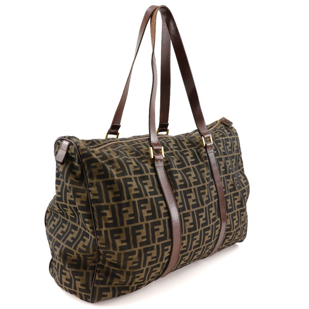 Fendi Zucca Brown Nylon Canvas Boston Bag (Pre-Owned)