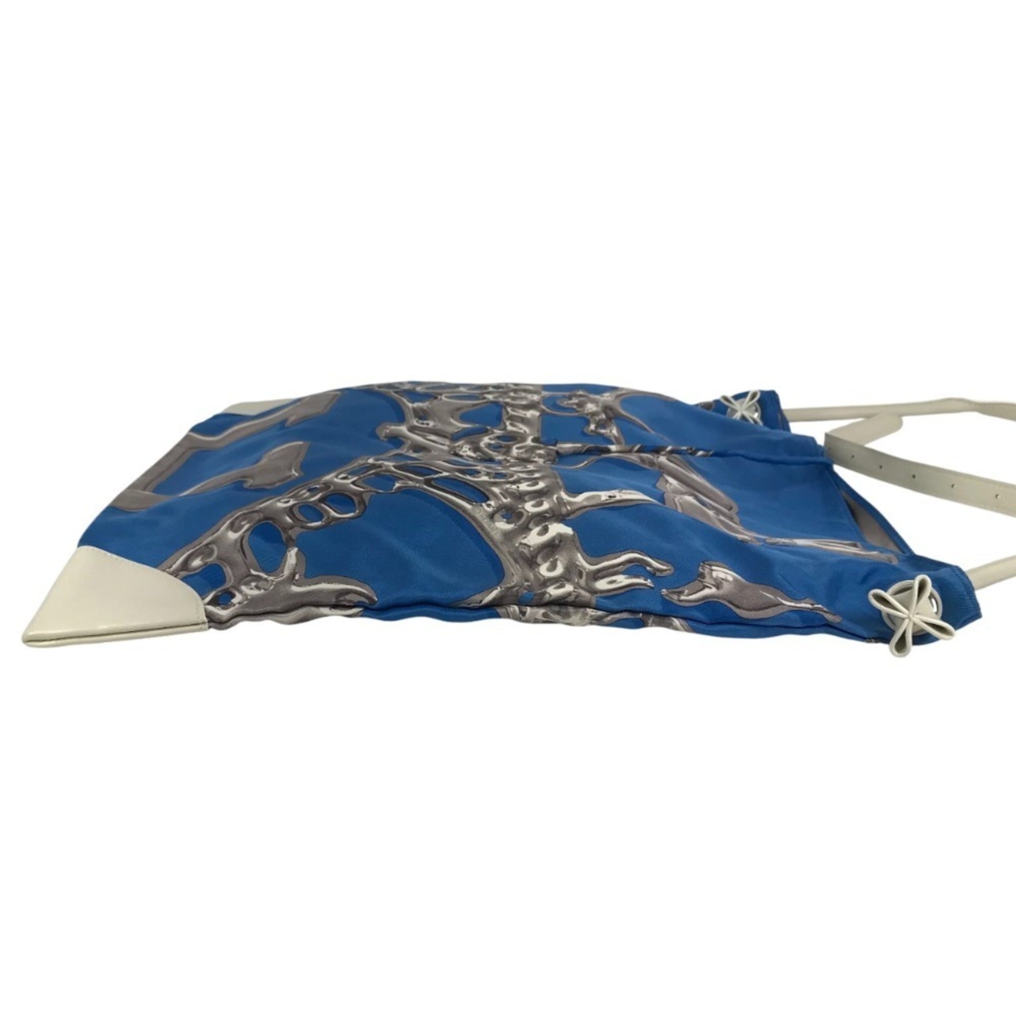 Hermes Blue White Silk Leather Shoulder Bag (Pre-Owned)