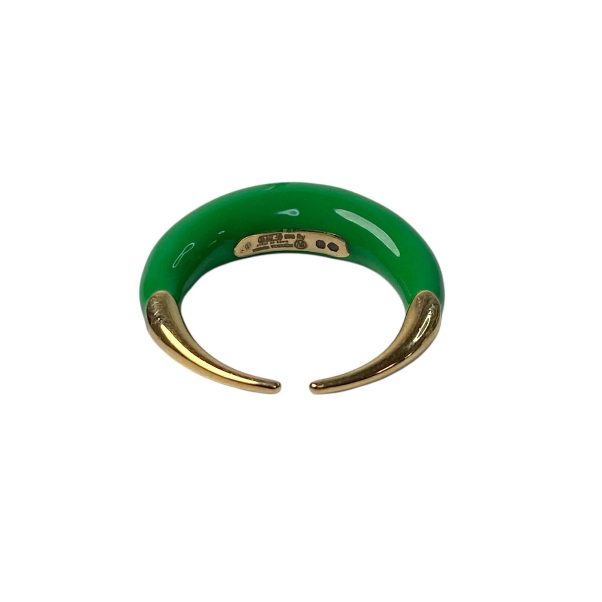 Bottega Veneta Gold Green Silver 925 Band Ring (Pre-Owned)
