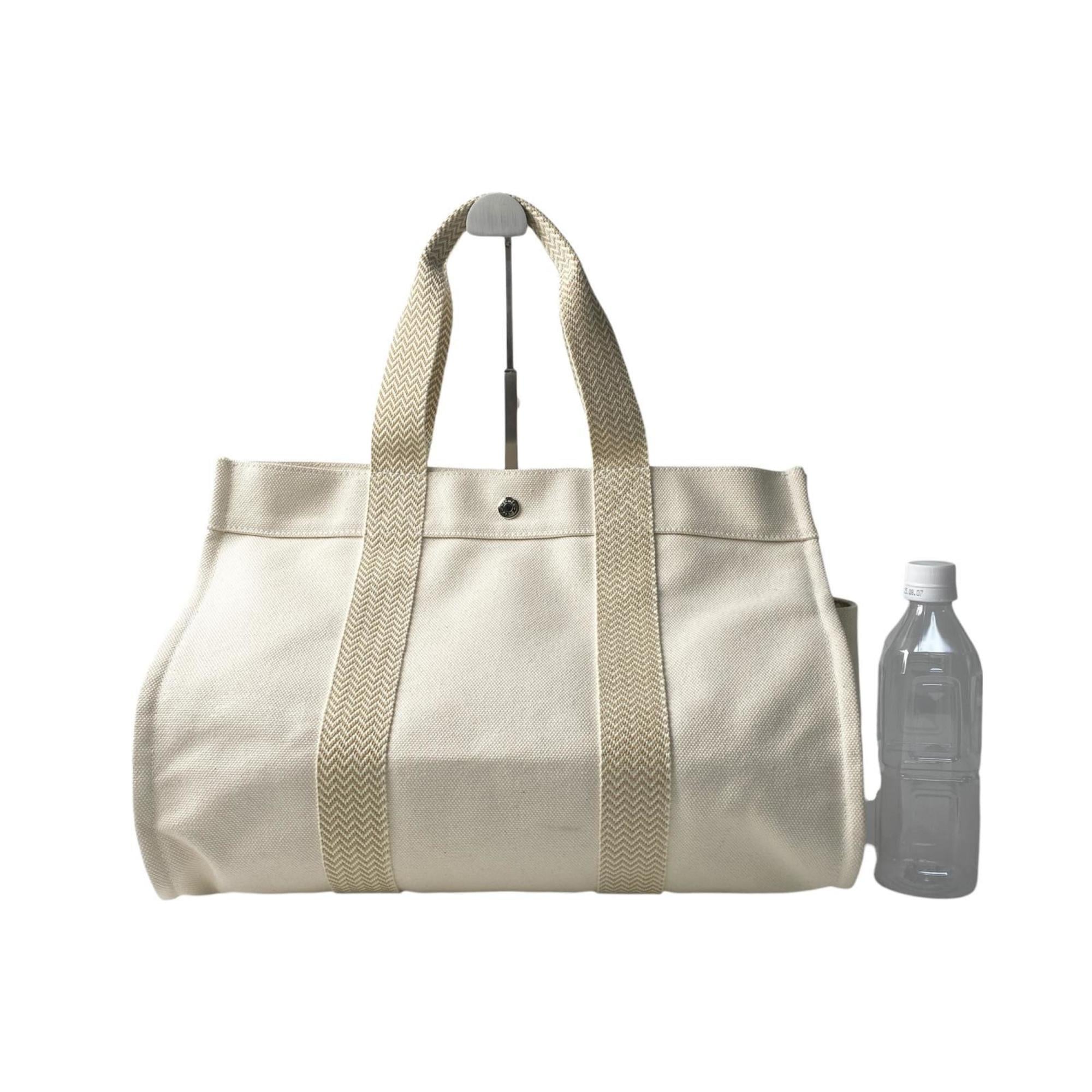 Hermes Ivory Canvas Pouch Tote Bag (Pre-Owned)