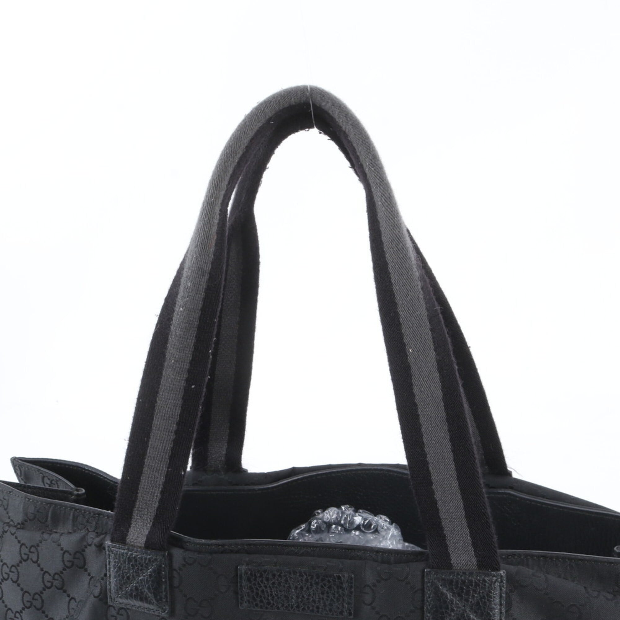 Gucci Black Leather Nylon Shoulder Bag Tote Bag (Pre-Owned)