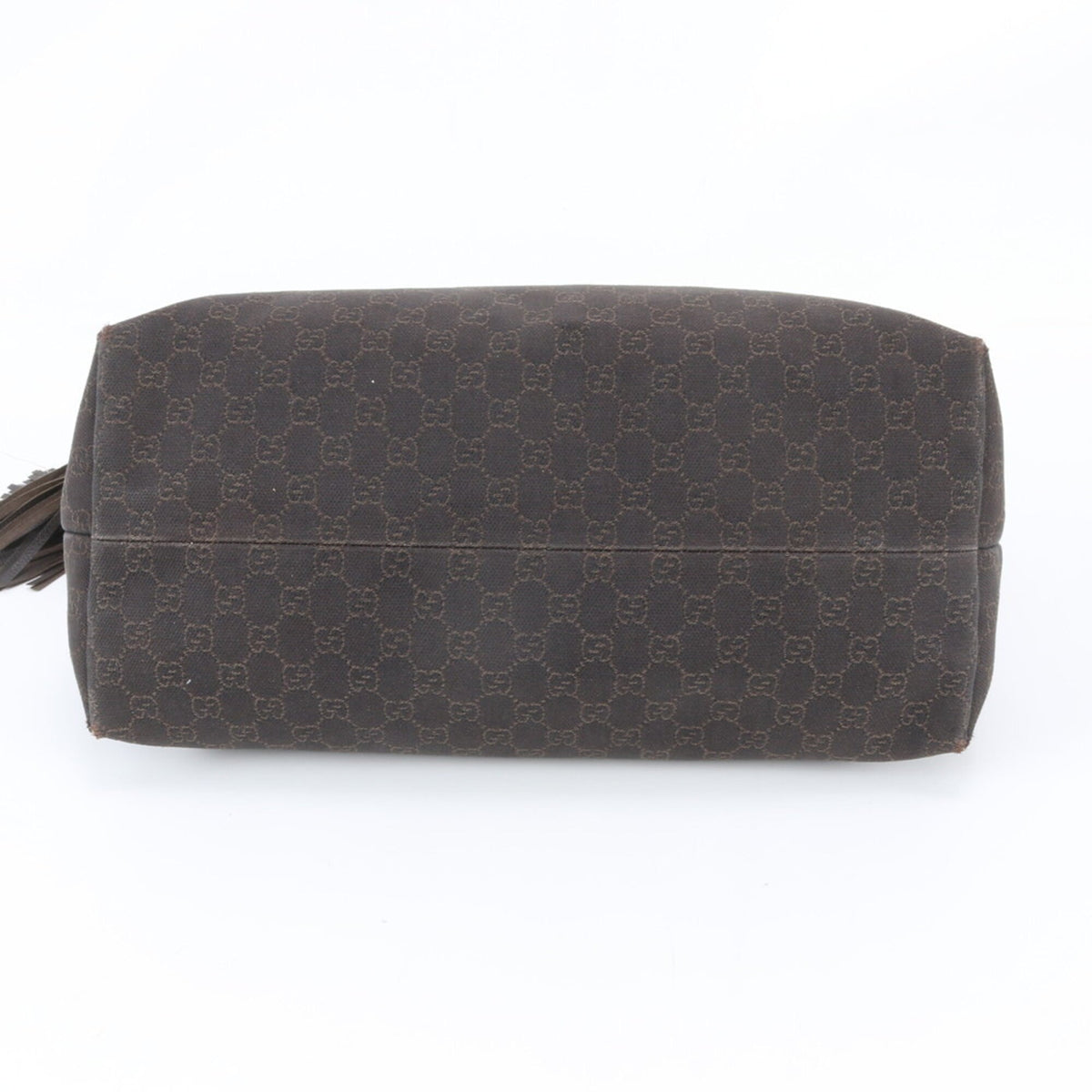 Gucci Brown Leather Canvas Shoulder Bag Tote Bag (Pre-Owned)