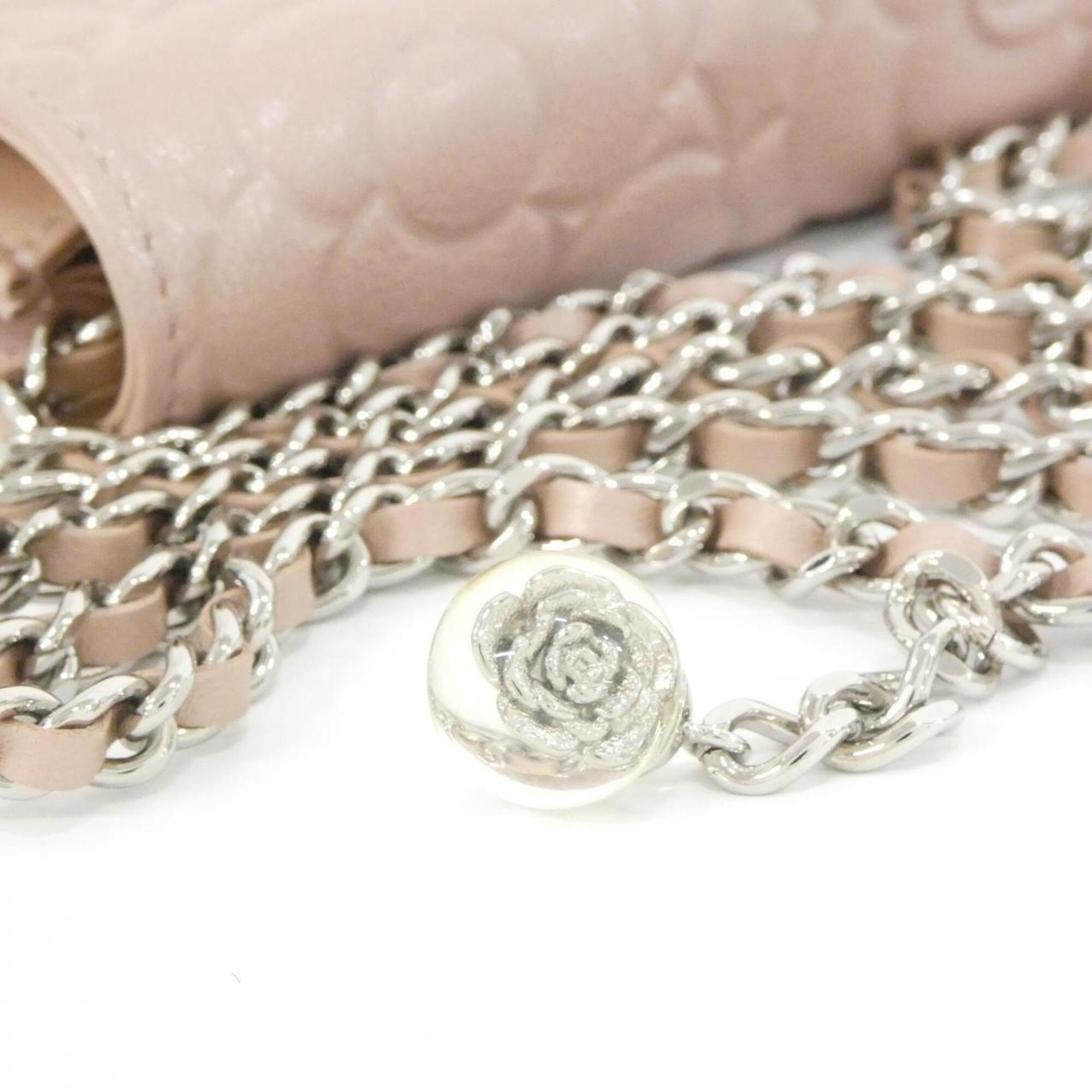 Chanel Pink Leather Satin Chain/Shoulder Wallet (Pre-Owned)