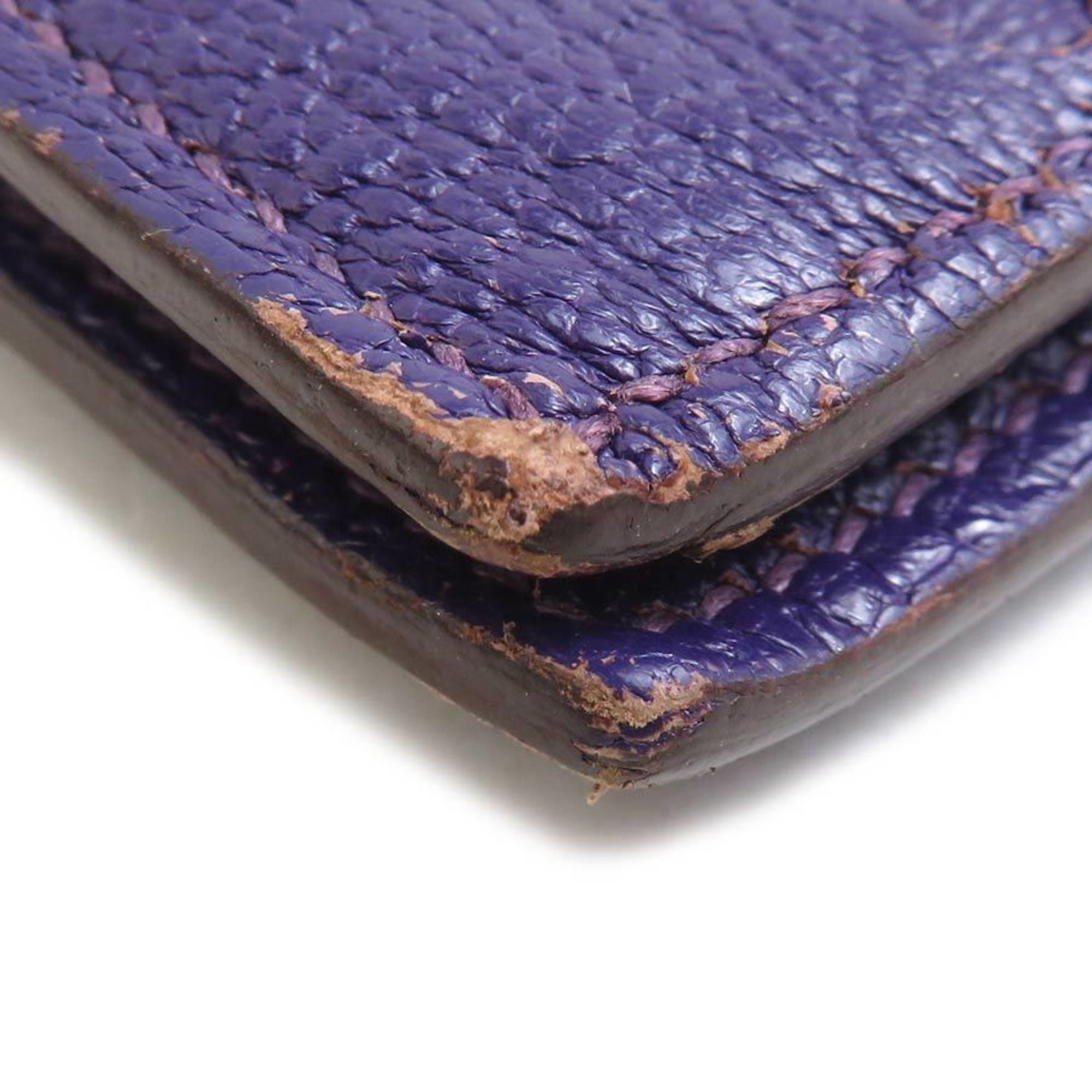 Hermes Purple Leather Long Wallet (Bi-Fold) (Pre-Owned)