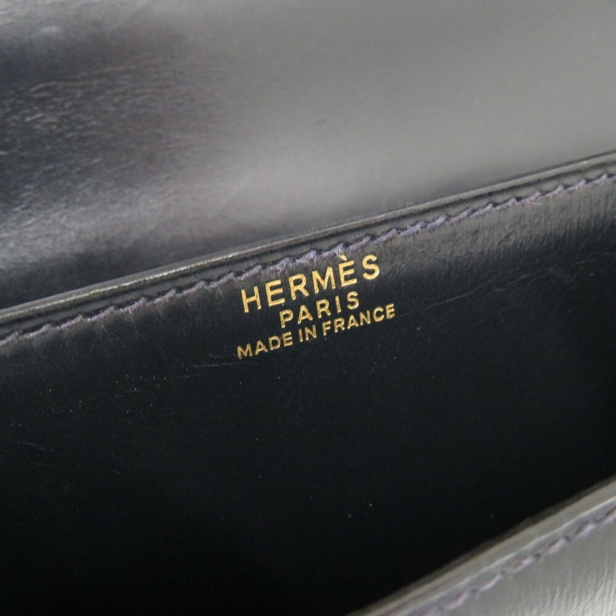Hermes Navy Box Calf Leather Shoulder Bag (Pre-Owned)