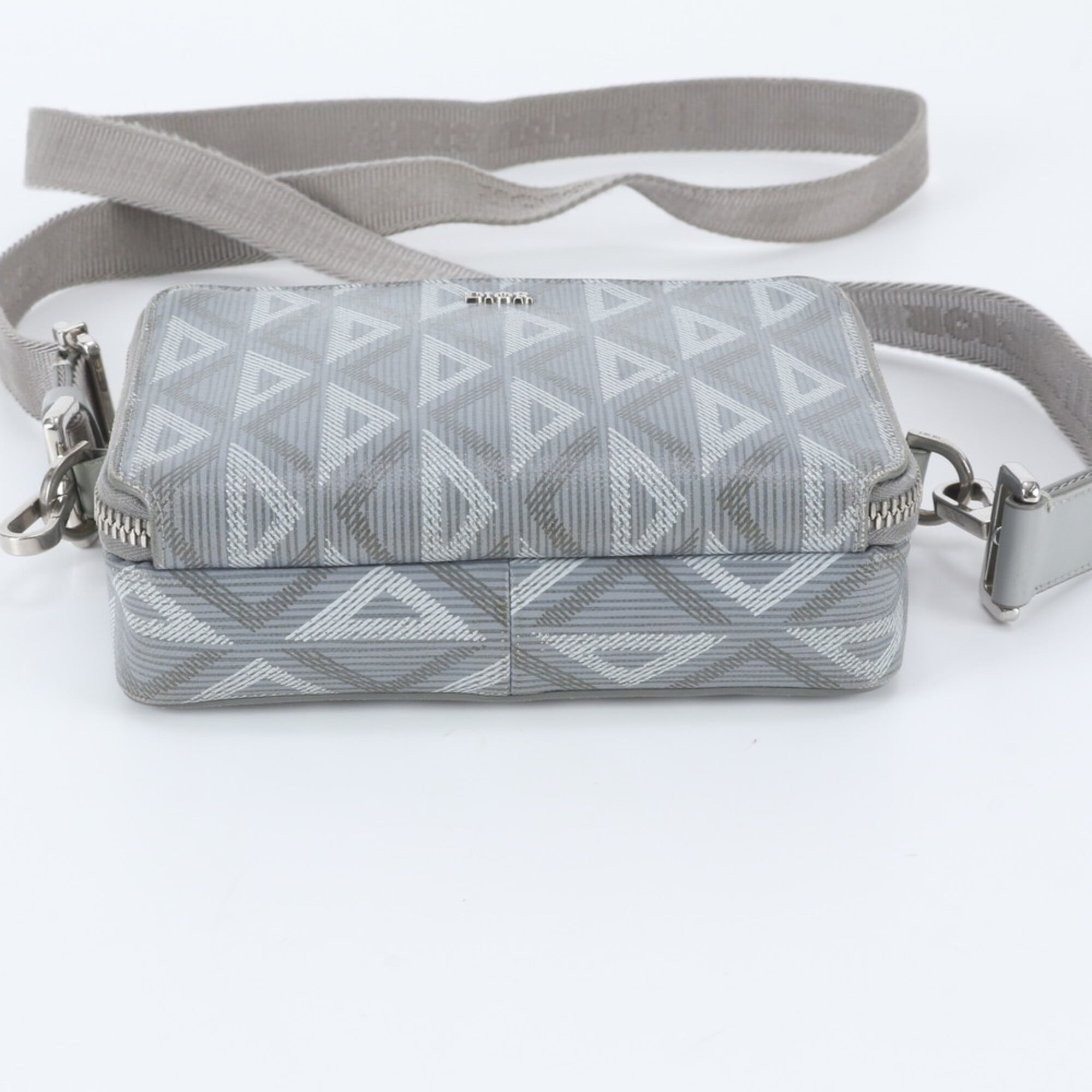 Christian Dior Gray Leather Coated Canvas Shoulder Bag (Pre-Owned)