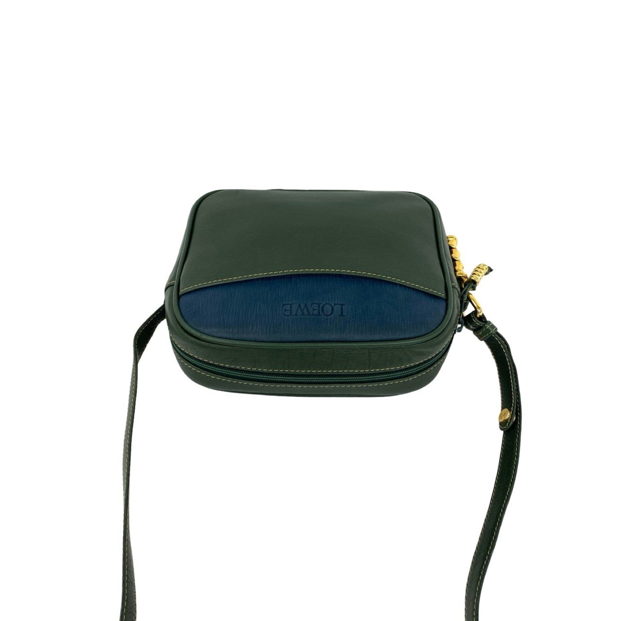 Loewe Blue Green Leather Pochette Shoulder Bag (Pre-Owned)