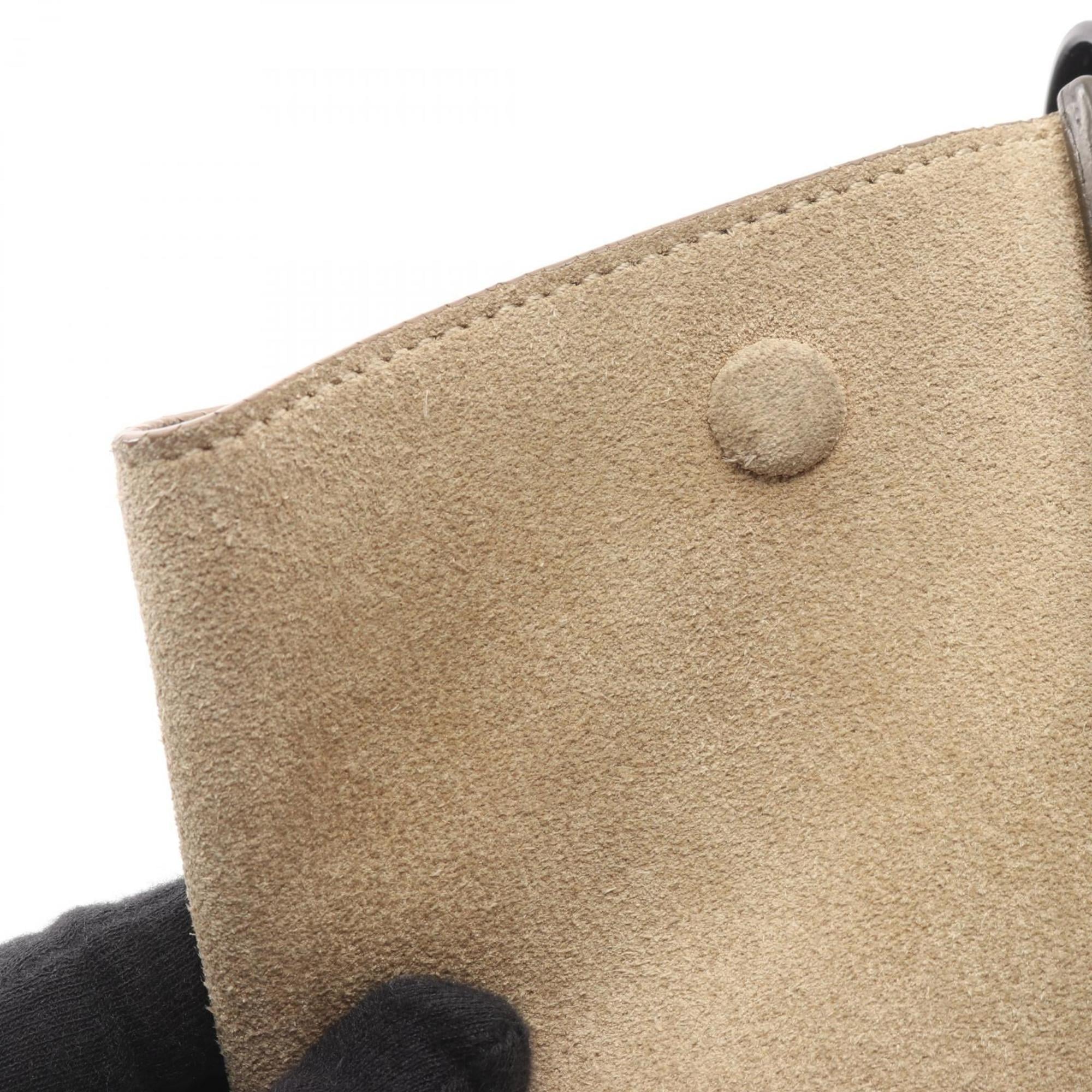 Celine Black Gray Khaki Leather Suede Handbag (Pre-Owned)