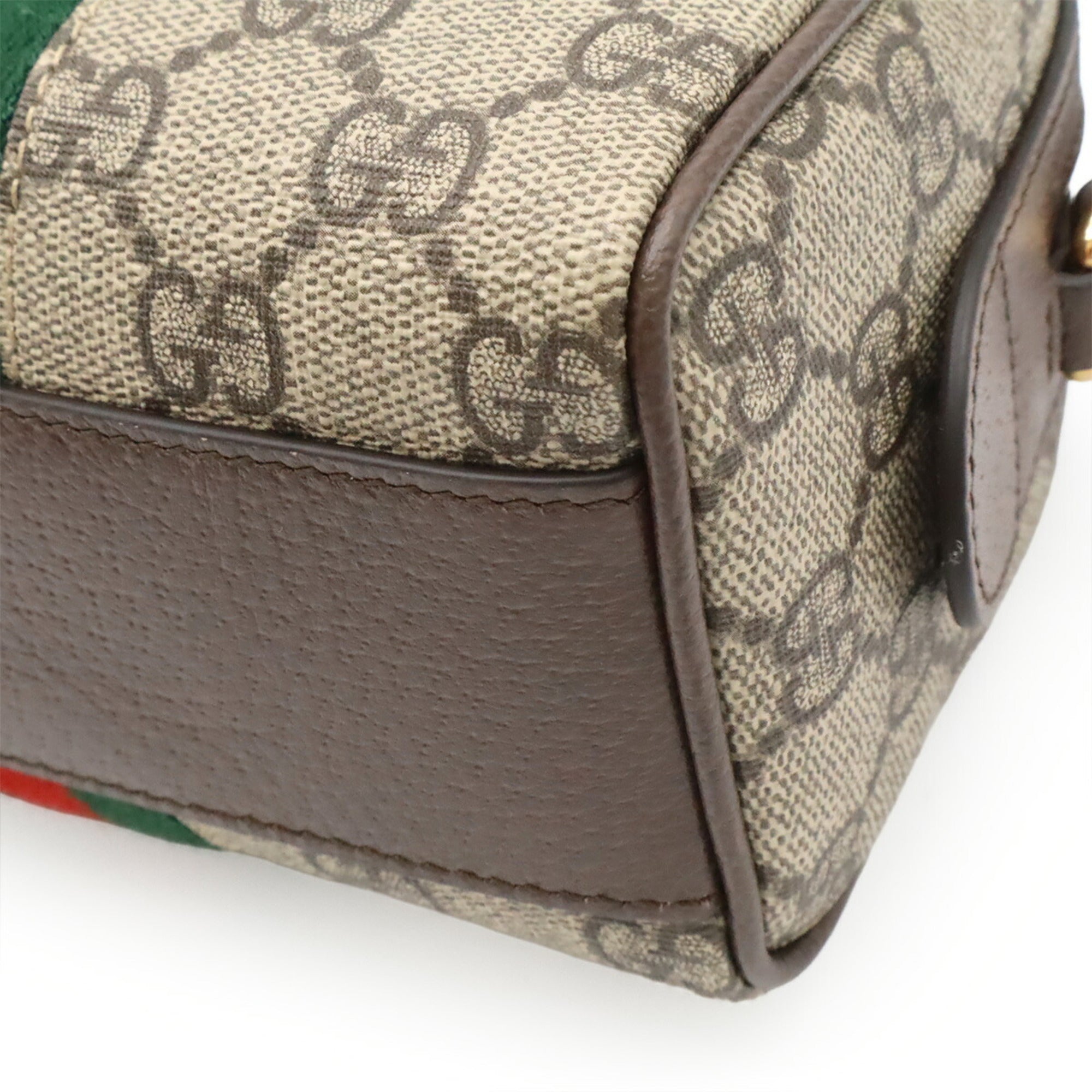 Gucci Beige Brown Green Gg Supreme Handbag Shoulder Bag (Pre-Owned)
