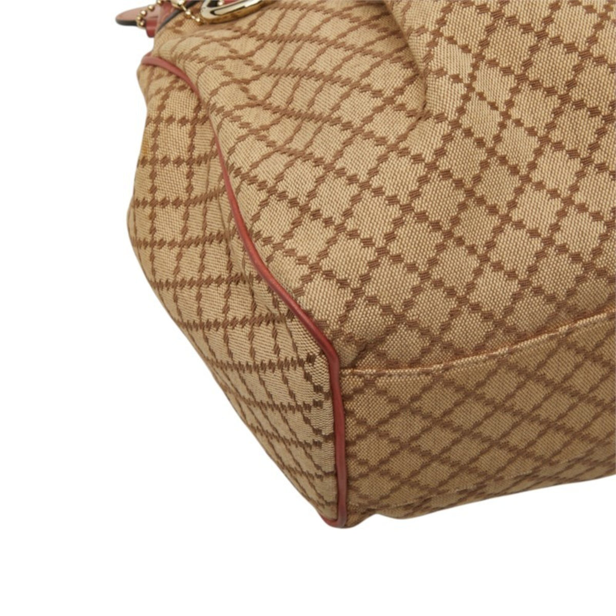 Gucci Beige Pink Canvas Leather Handbag (Pre-Owned)