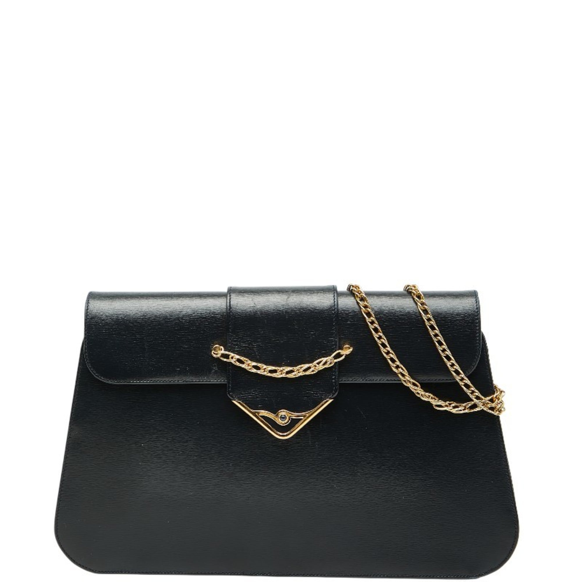 Cartier Sapphire Line Navy Leather Shoulder Bag (Pre-Owned)