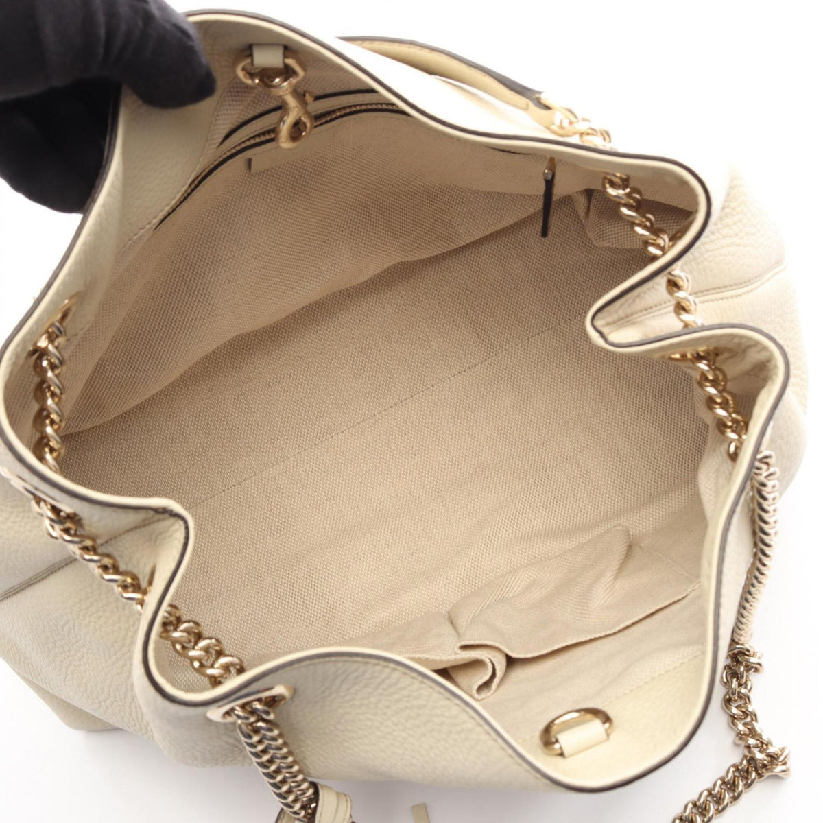 Gucci Ivory Leather Handbag Shoulder Bag (Pre-Owned)