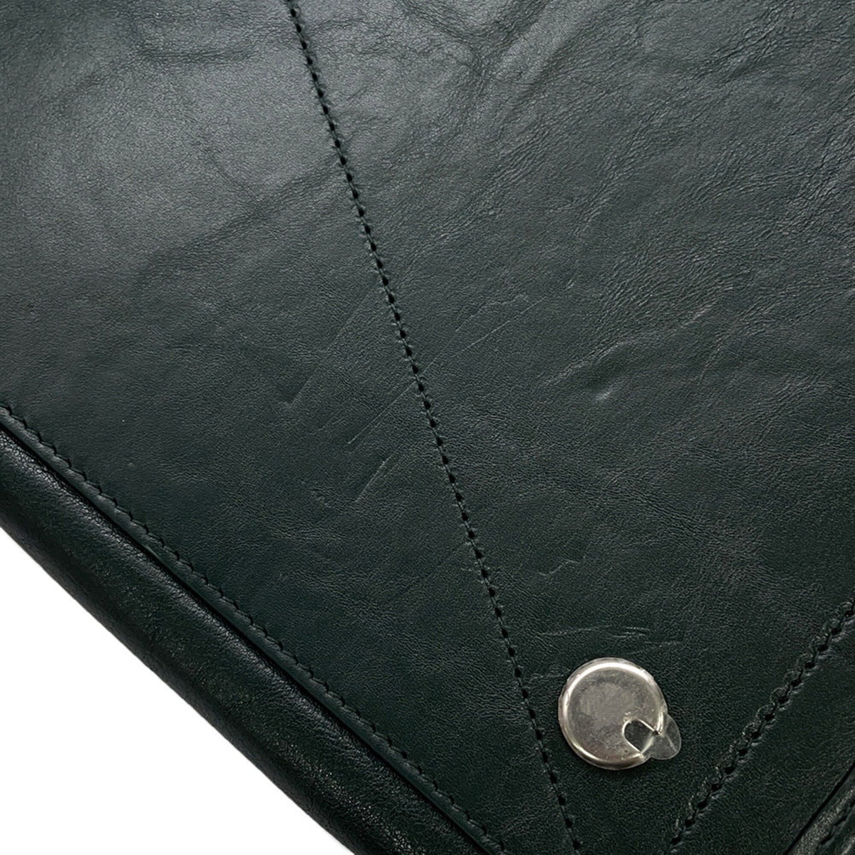 Burberry Blue Dark Green Leather Handbag Shoulder Bag (Pre-Owned)
