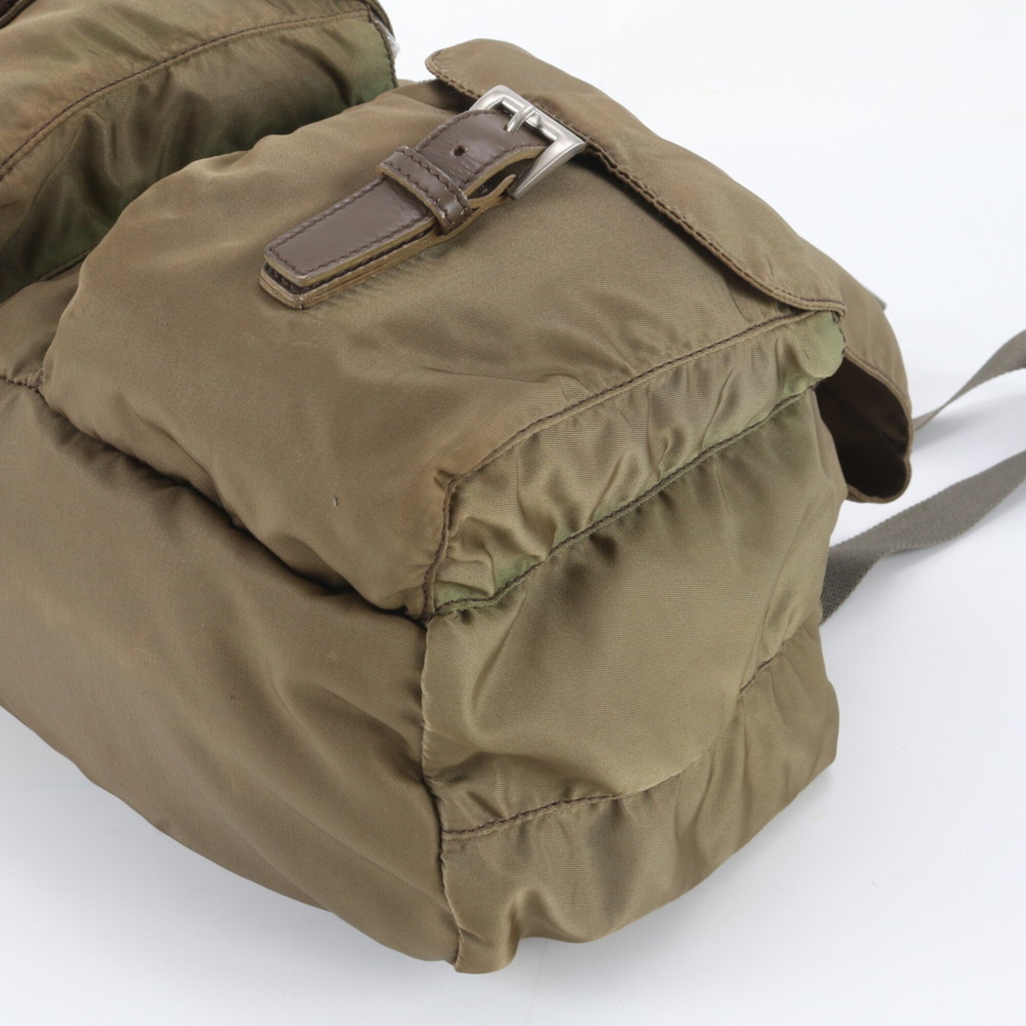 Prada Beige Nylon Leather Backpack (Pre-Owned)