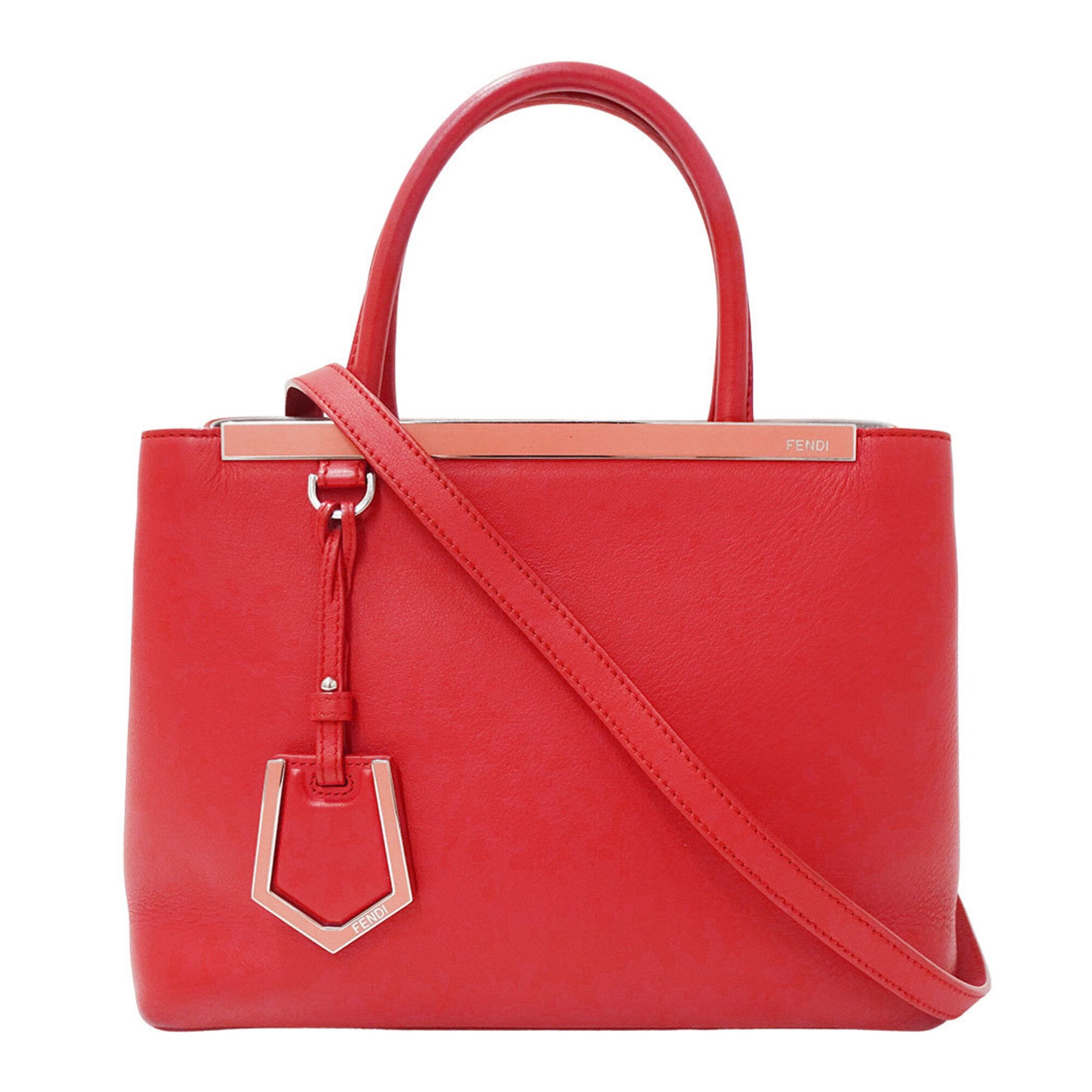 Fendi Red Color Leather Handbag Shoulder Bag (Pre-Owned)