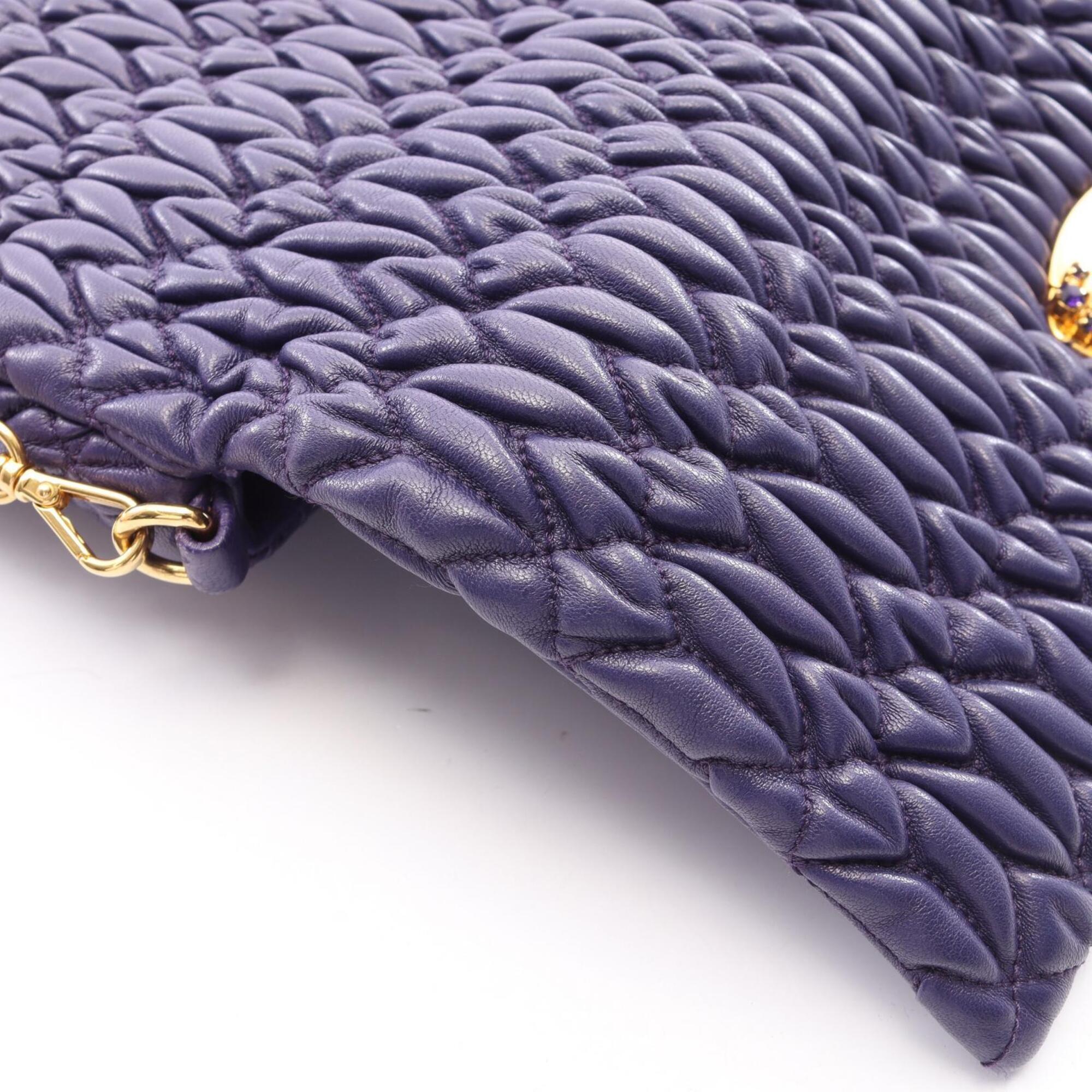Miu Miu Matelasse Purple Leather Handbag Shoulder Bag (Pre-Owned)