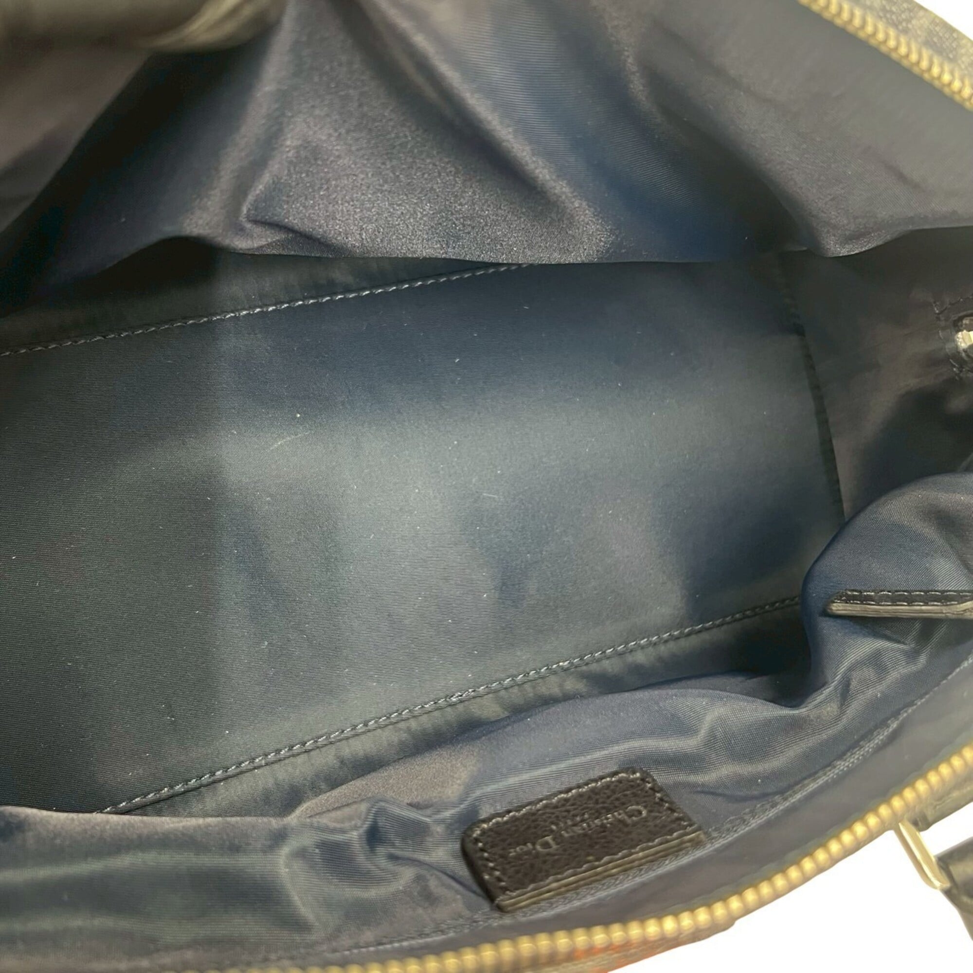 Christian Dior Black Navy Orange Denim Leather Handbag (Pre-Owned)