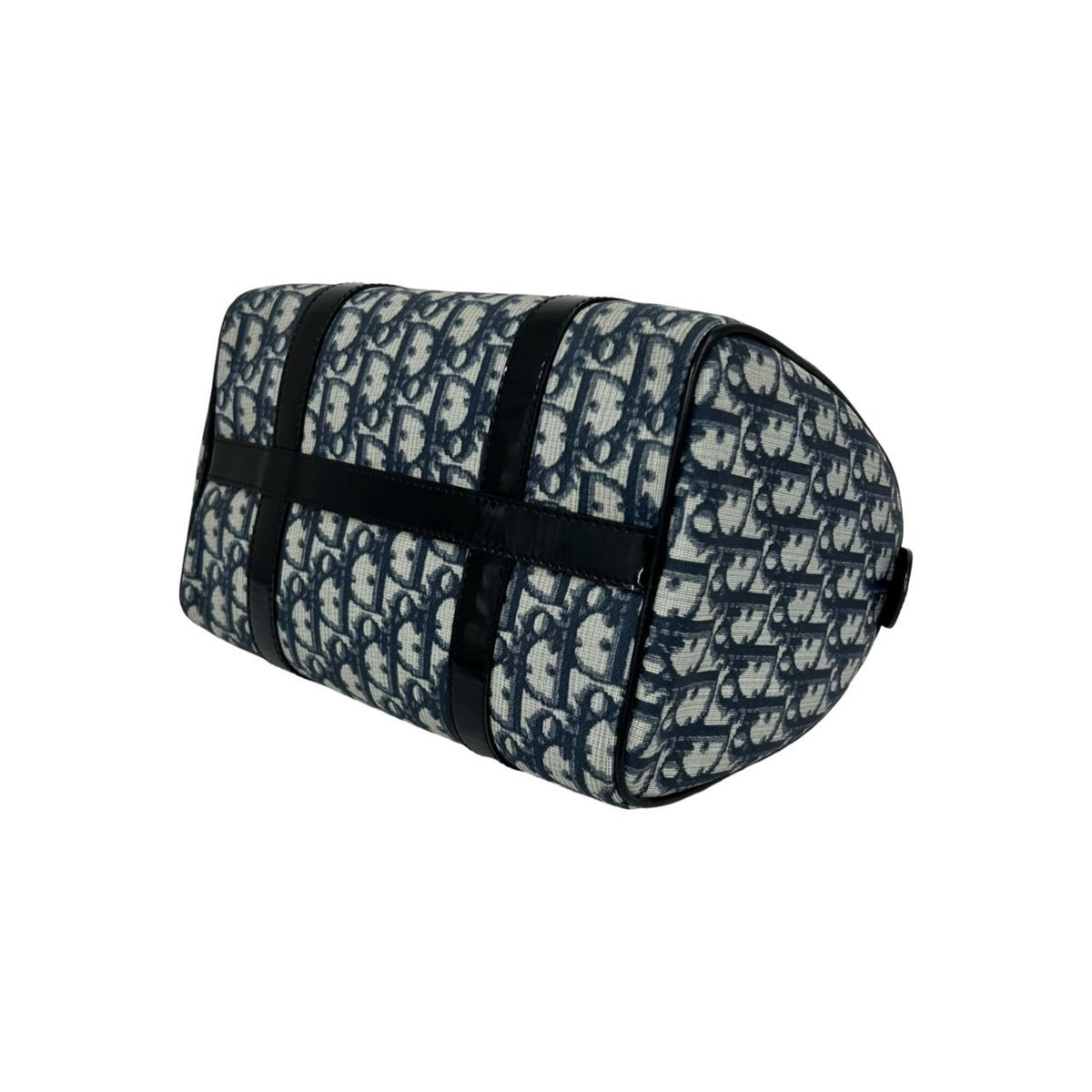 Christian Dior Navy Pvc Leather Boston Bag Handbag (Pre-Owned)