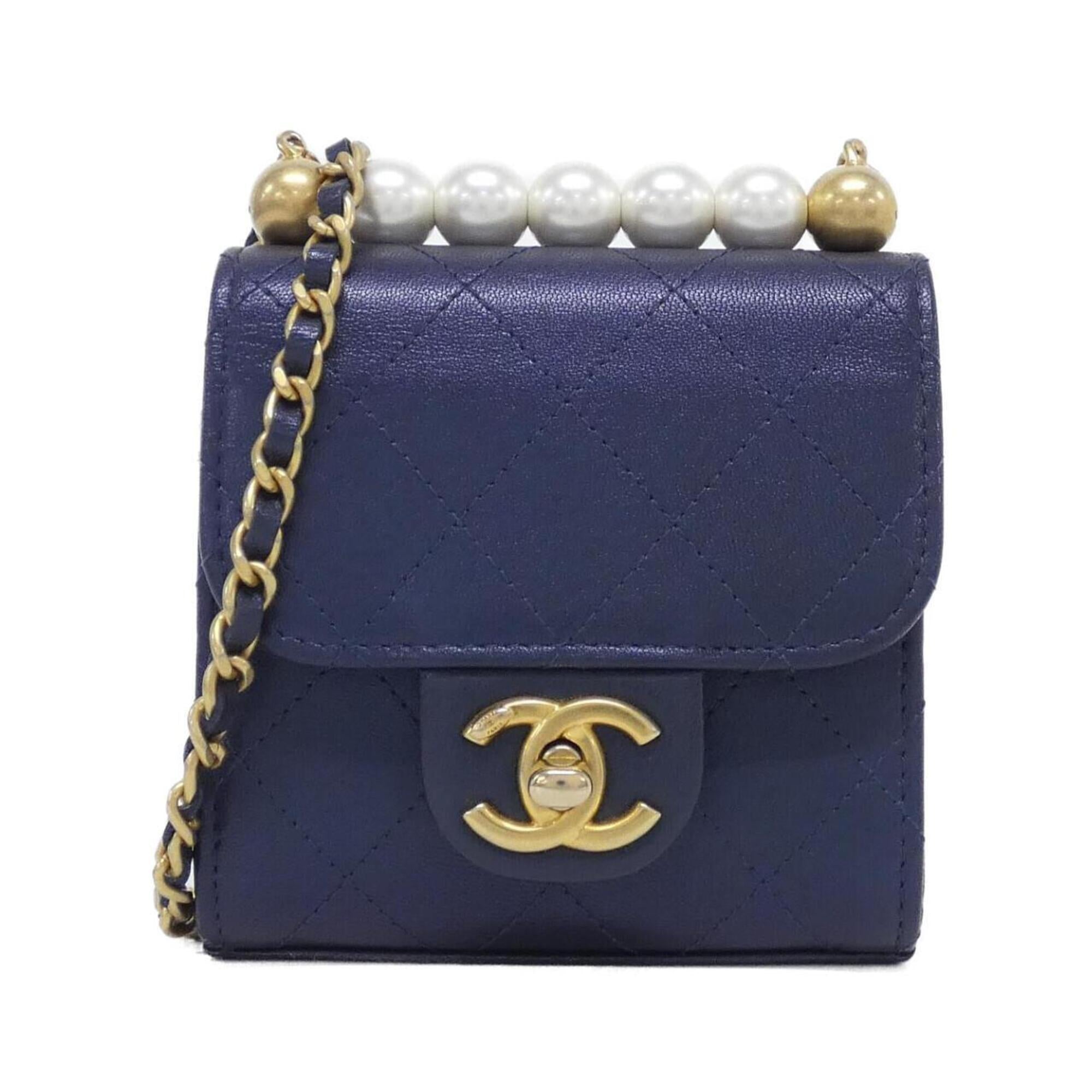 Chanel Navy Leather Shoulder Bag (Pre-Owned)