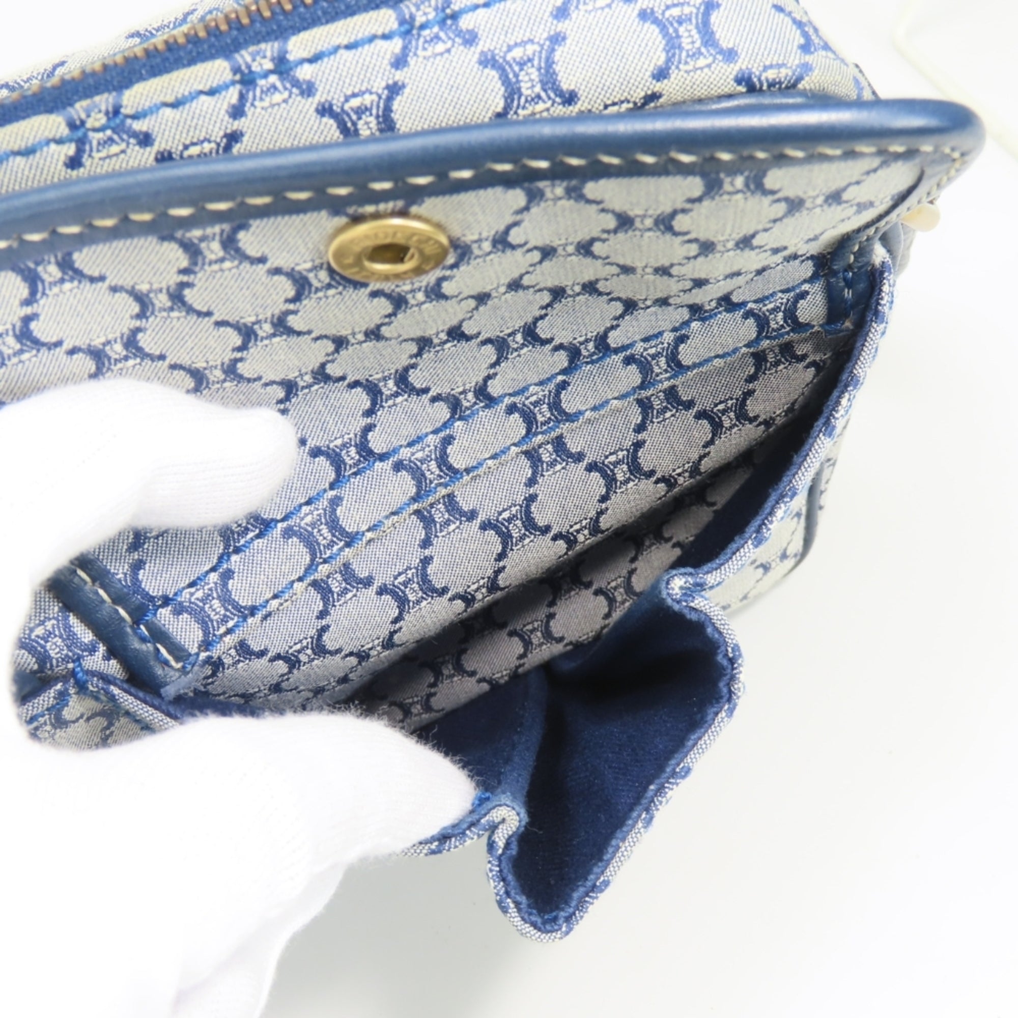 Celine Macadam Navy Canvas Leather Shoulder Bag (Pre-Owned)