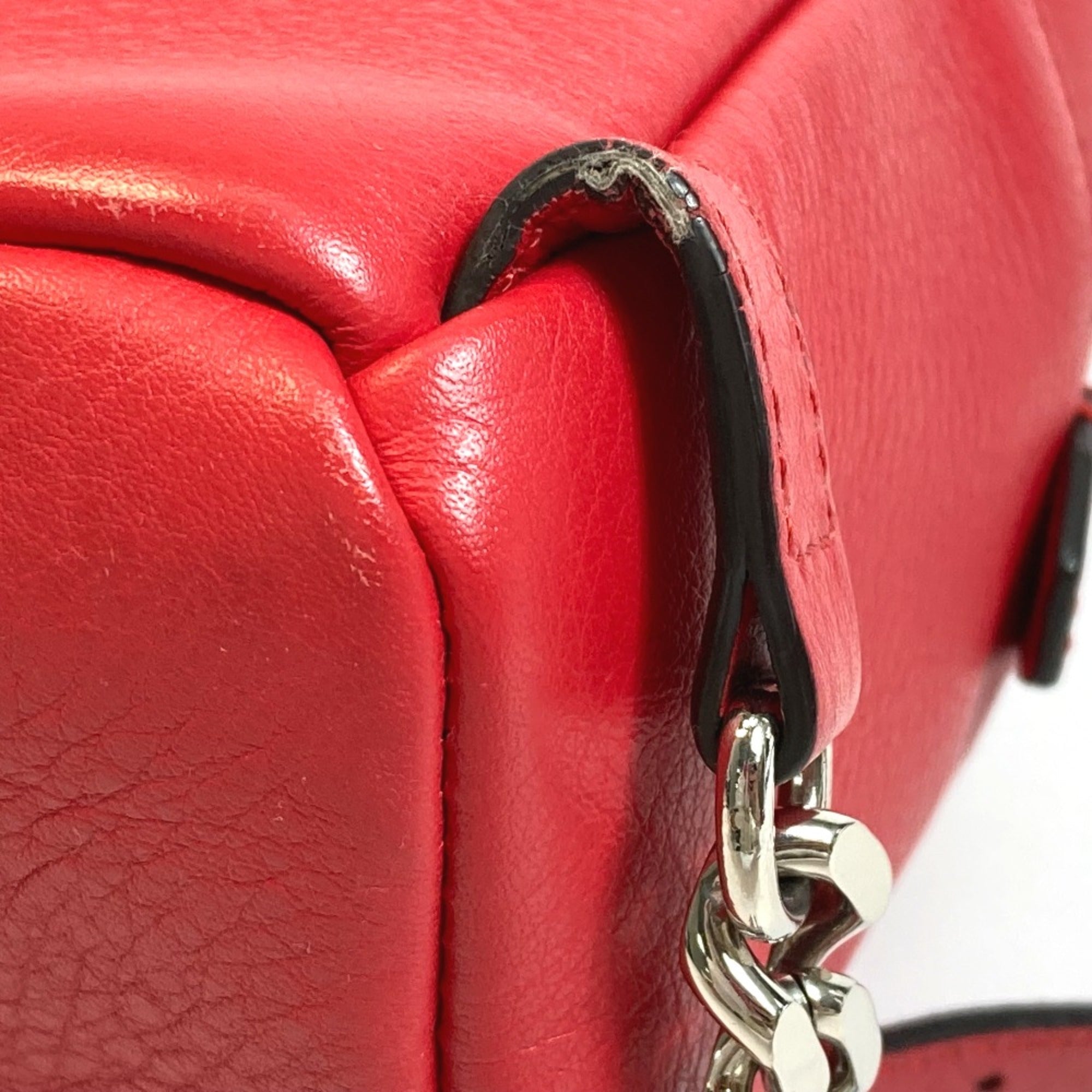 Fendi Red Leather Backpack (Pre-Owned)