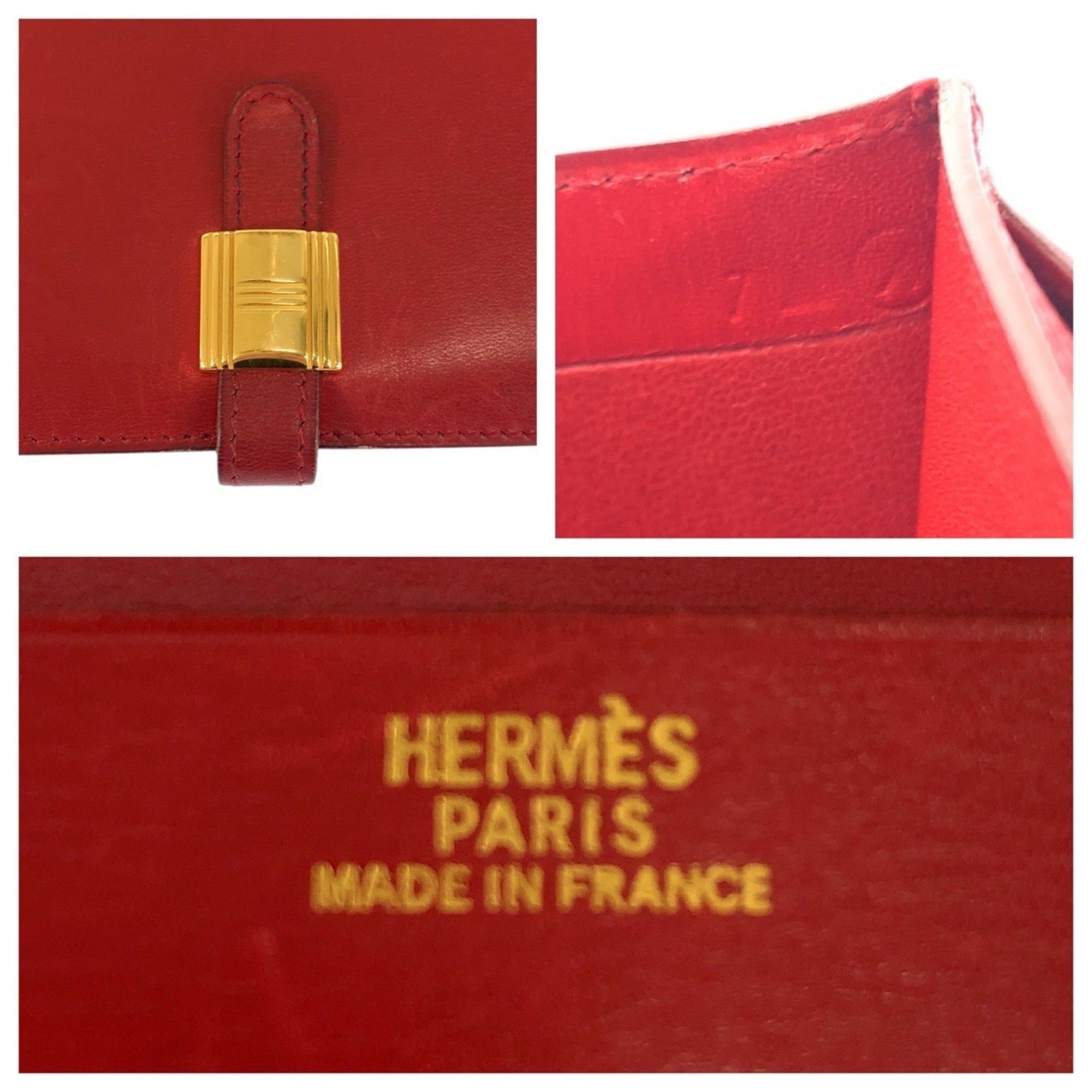 Hermes Red Color Leather Wallet (Bi-Fold) (Pre-Owned)