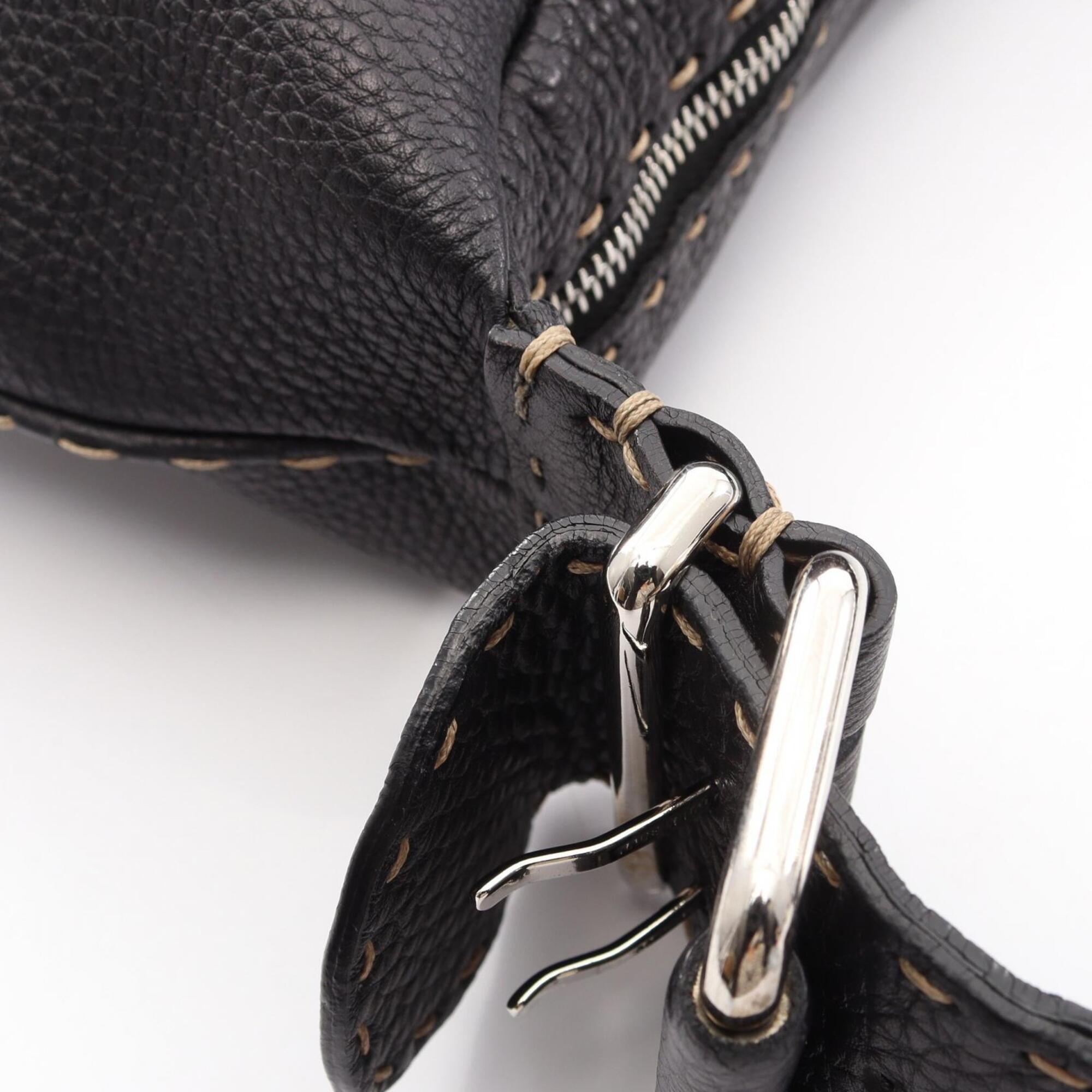 Fendi Black Leather Handbag Shoulder Bag (Pre-Owned)