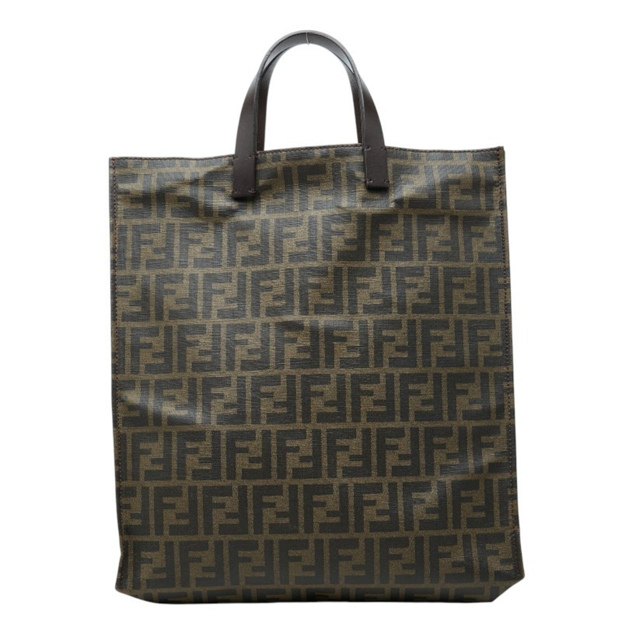 Fendi Brown Pvc Leather Handbag Tote Bag (Pre-Owned)