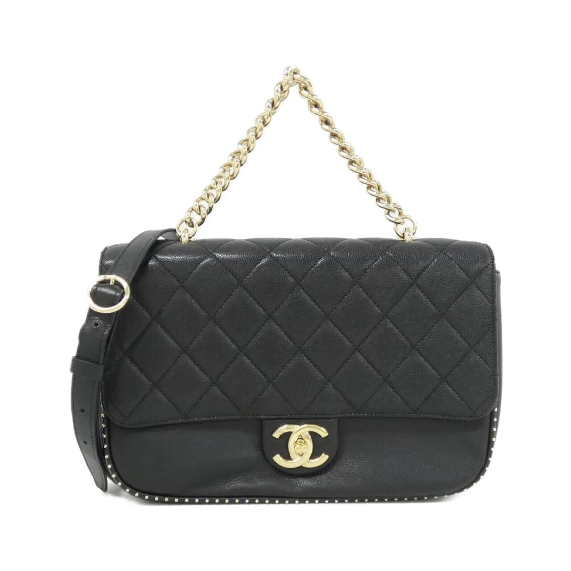Chanel Black Grained Calfskin Shoulder Bag (Pre-Owned)