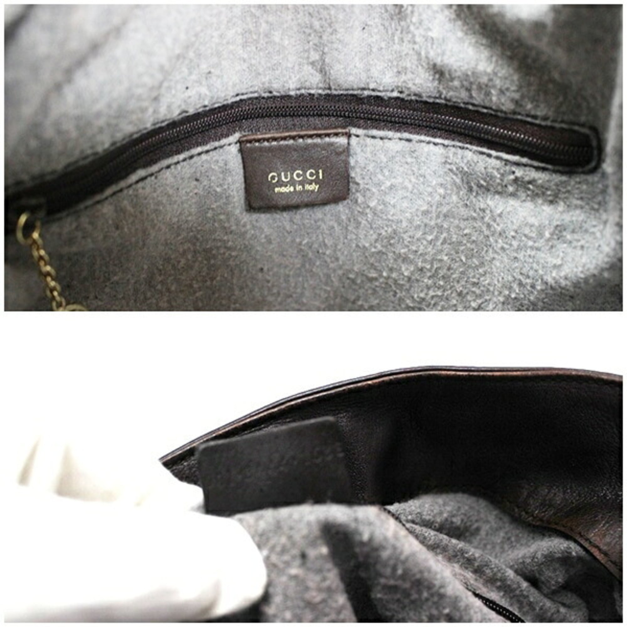 Gucci Brown Gray Leather Shoulder Bag (Pre-Owned)